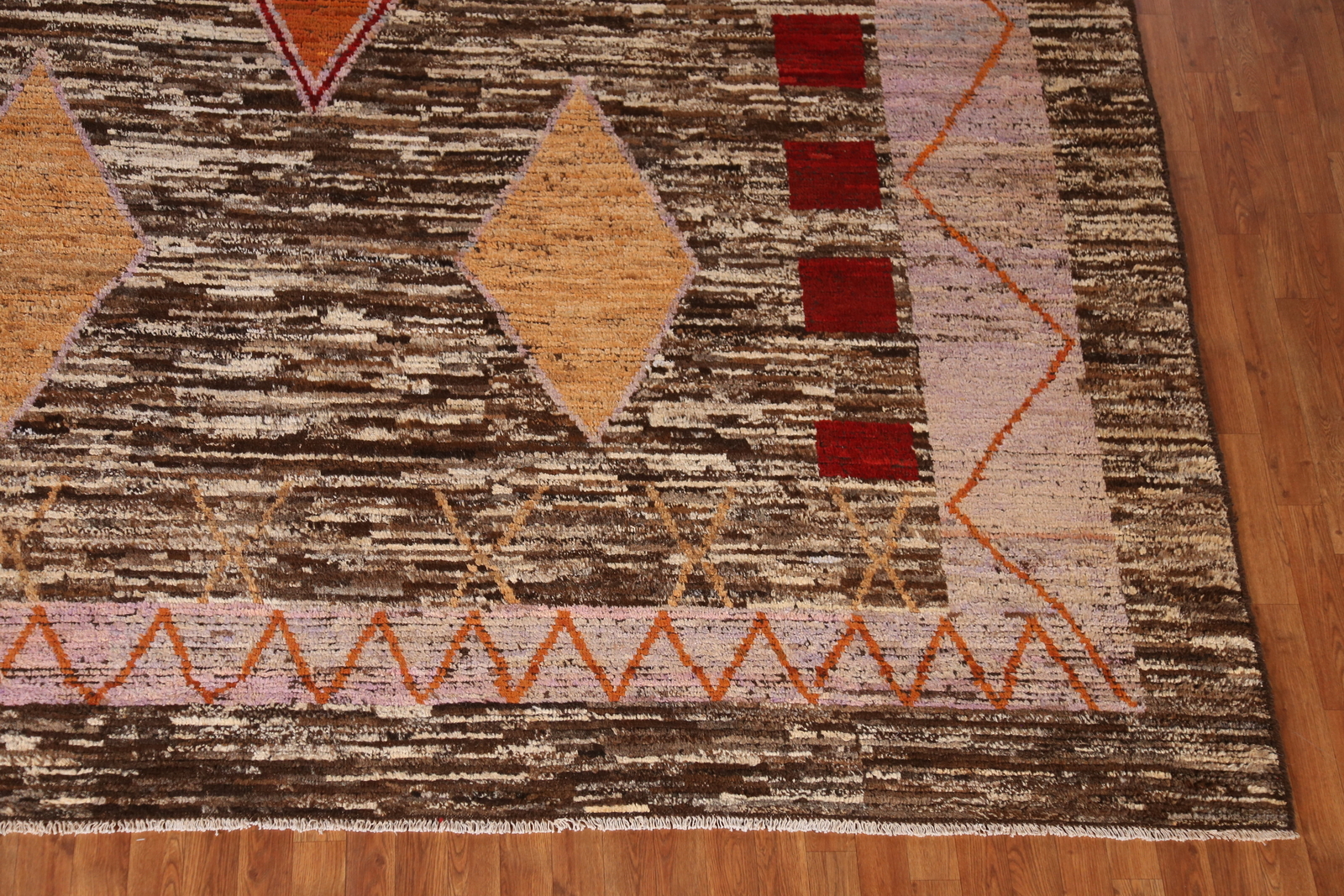 Unique Luxury Hand-Knotted Moroccan Brown Living Room Large Rugs 11×13 ft