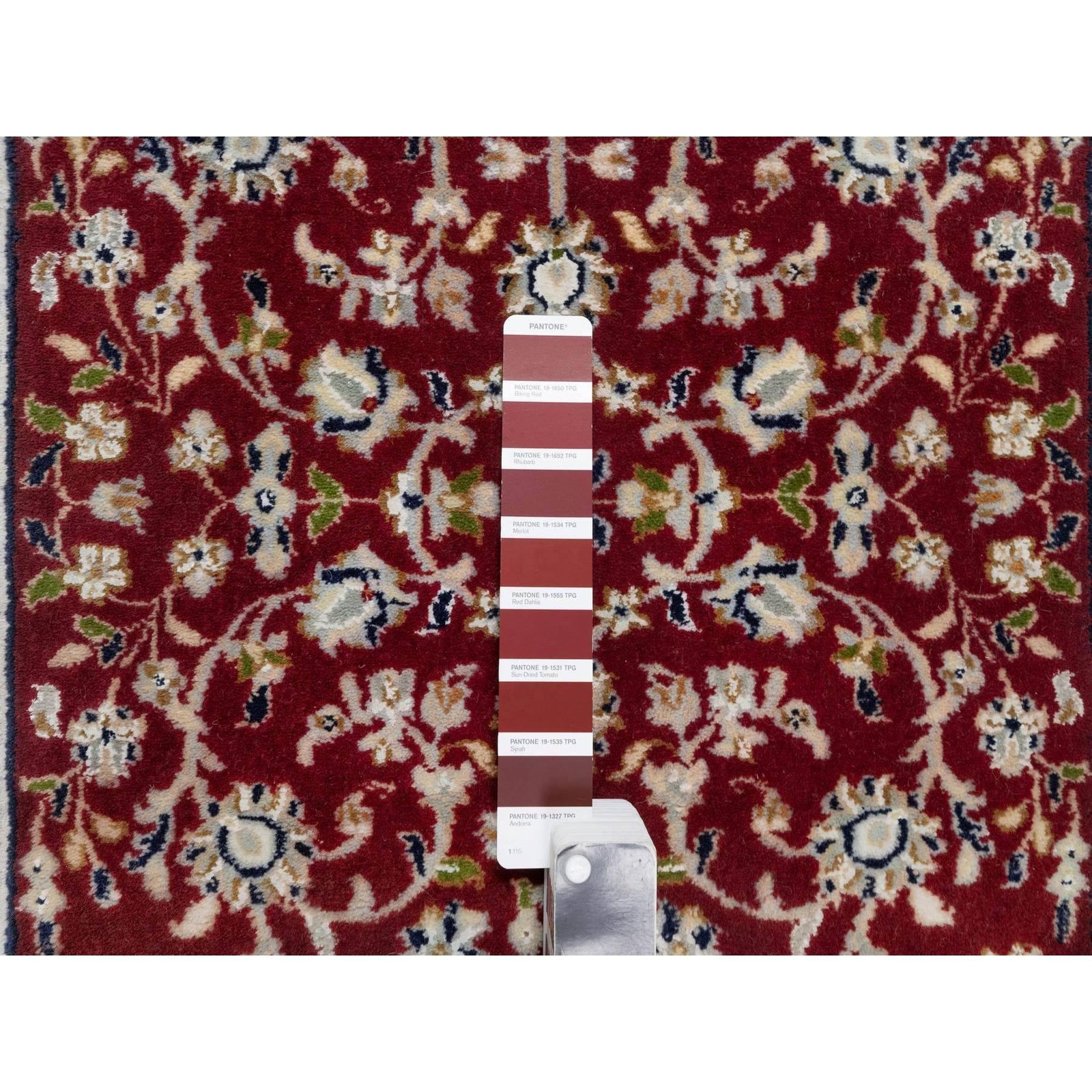 2’8″x6’8″ Rosewood Red Wool and Silk Nain Hand Knotted 250 KPSI Rug R90882