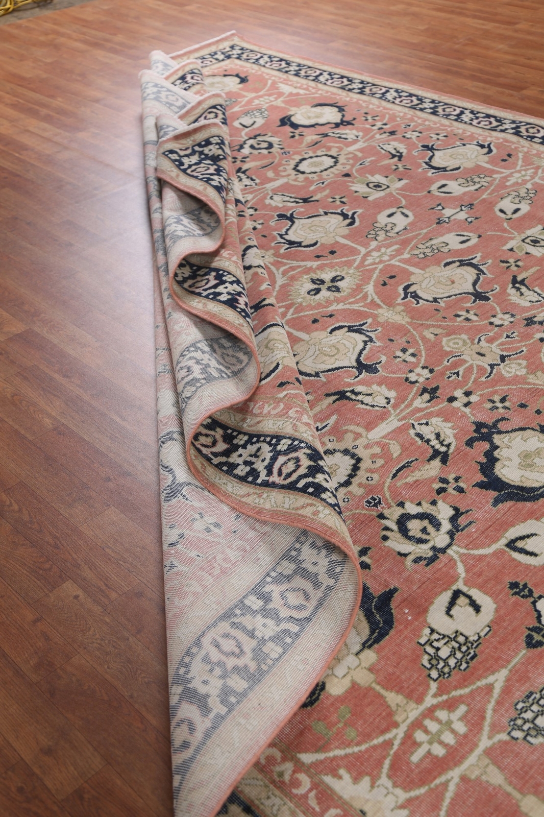Floral Red/ Navy Blue Ziegler Turkish 9×12 ft Area Rug Hand-knotted Wool Carpet