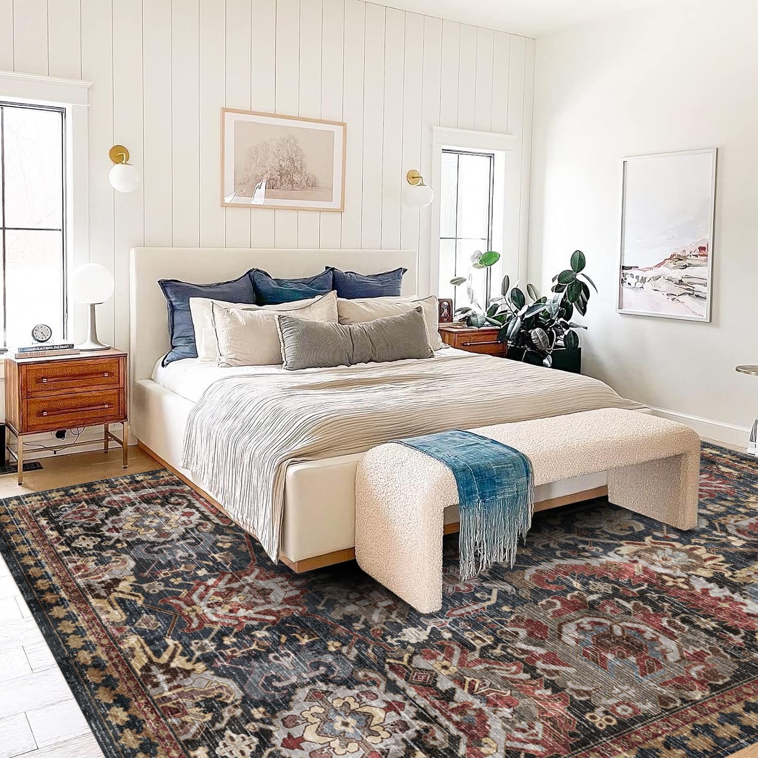 RUGSURE Washable Area Rugs – Perfect for Living 5′ x 7′ (Rectangular), Rust