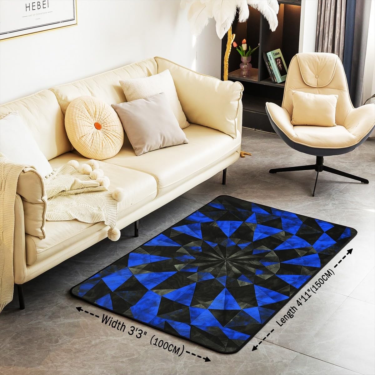 Erosebridal Abstract Checkered Living Room Rugs 4’11” x 3’3″ Area Rug for Kid…