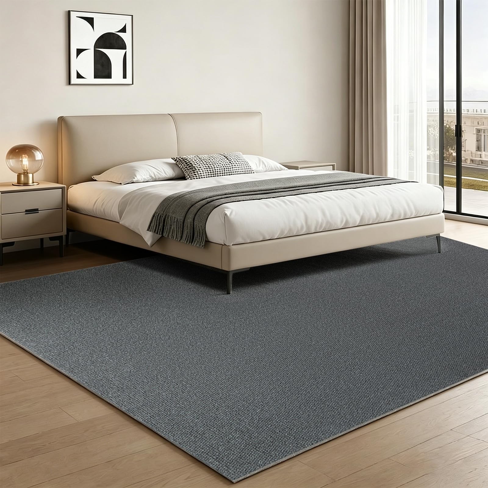 6×9 Faux Wool Area Rugs Woven Soft Non-Slip Washable Braided Area Rug Bedroom…