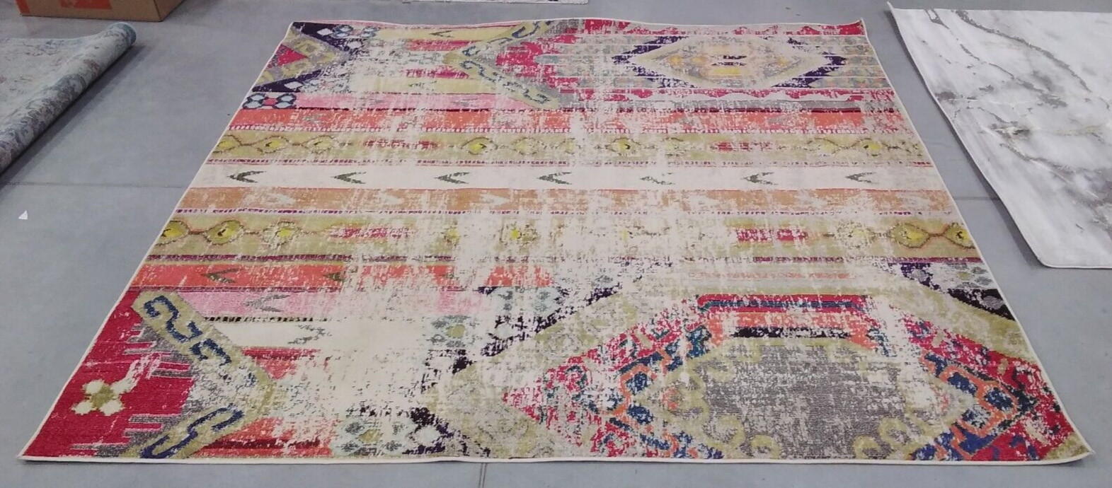 GREY /ORANGE 9′ X 9′ Square Back Stain Rug, Reduced Price 1172705314 MAD422G-9SQ