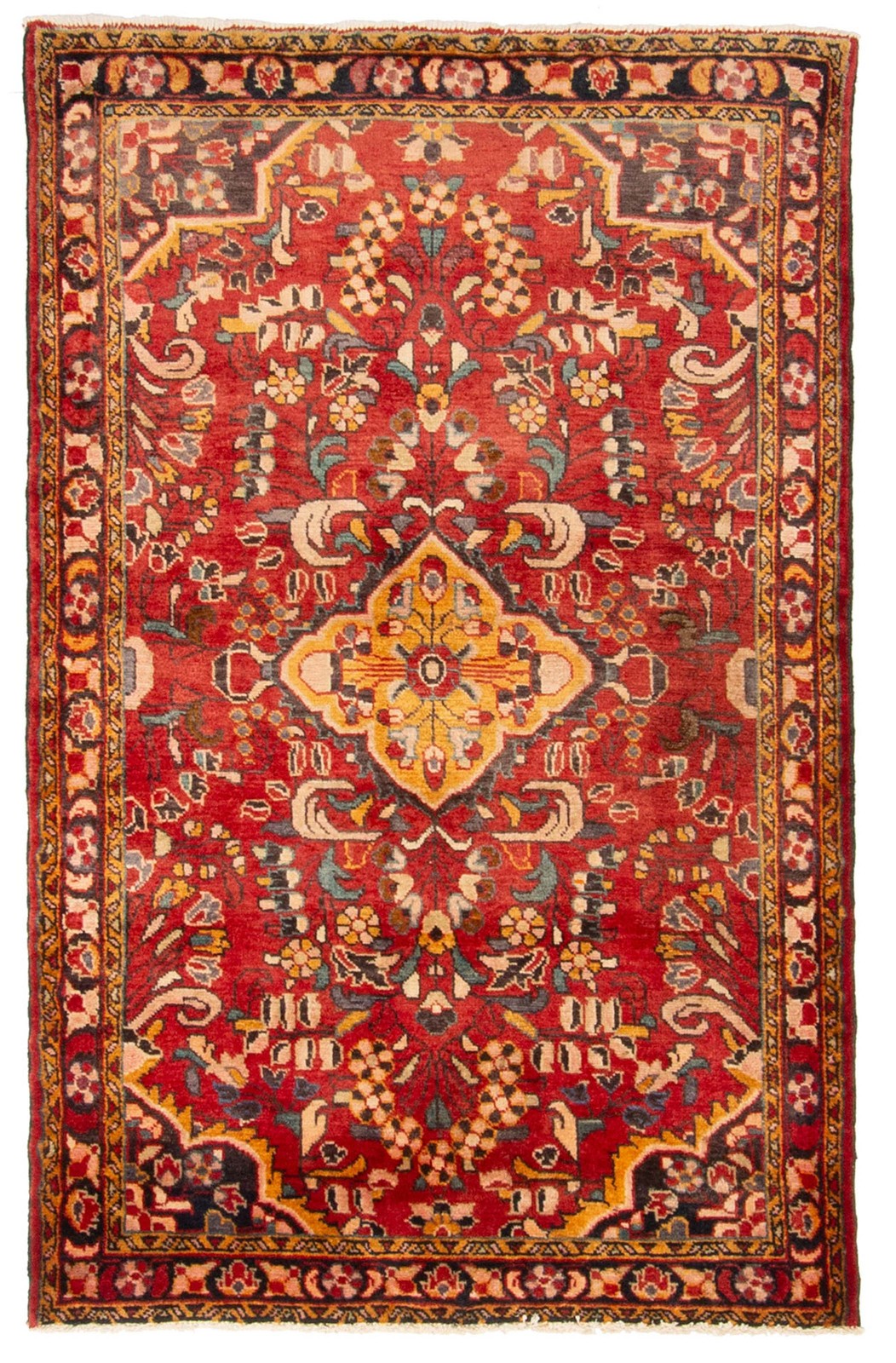 Vintage 3’5″ x 5’3″ Traditional Hand Knotted Vegetable Dye Wool Area Rug