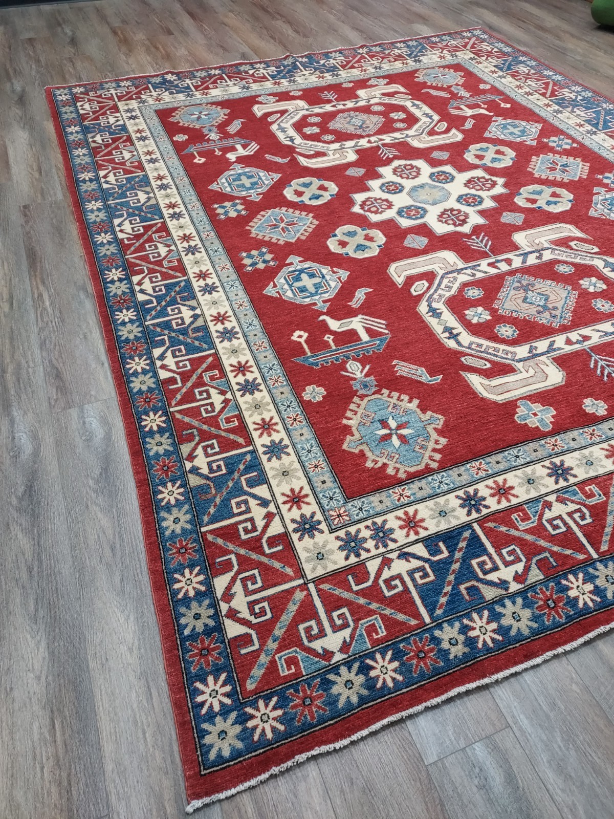 Anatolian Turkish Rug Geometric Kazak HandMade Anatolian Tribal Rug, 9×11.5Ft