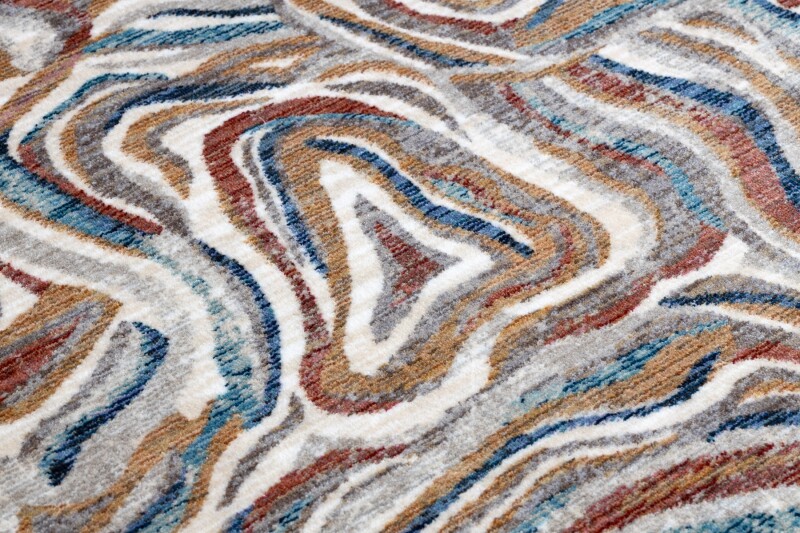 Modern Inexpensive Rugs ” Tine ” Tree Wood Irregular Shape Terracotta/Blue