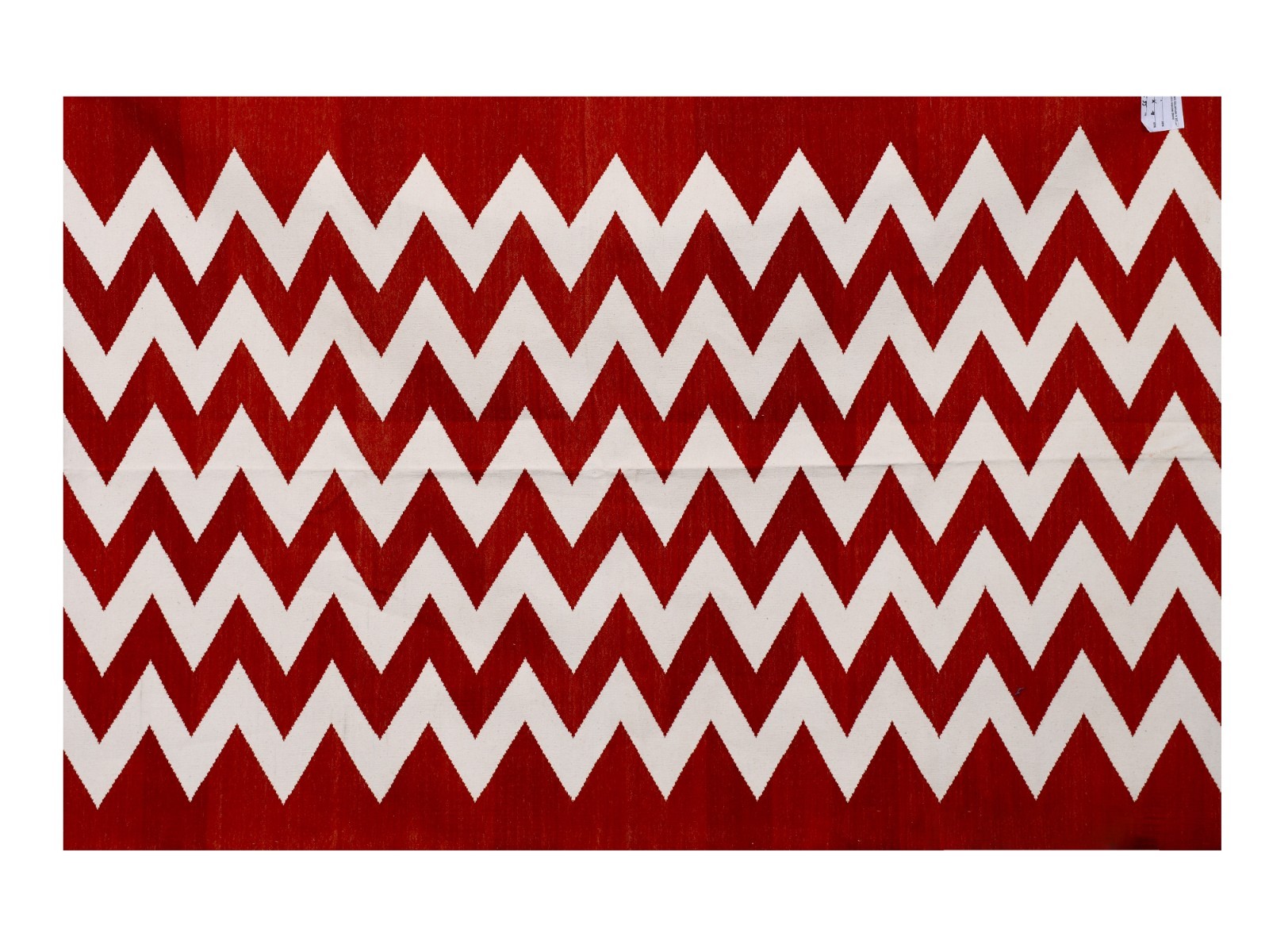 Handwoven Cotton Area Rug 4×6 Ft Red White Chevron Flat Weave Boho Rug Handmade