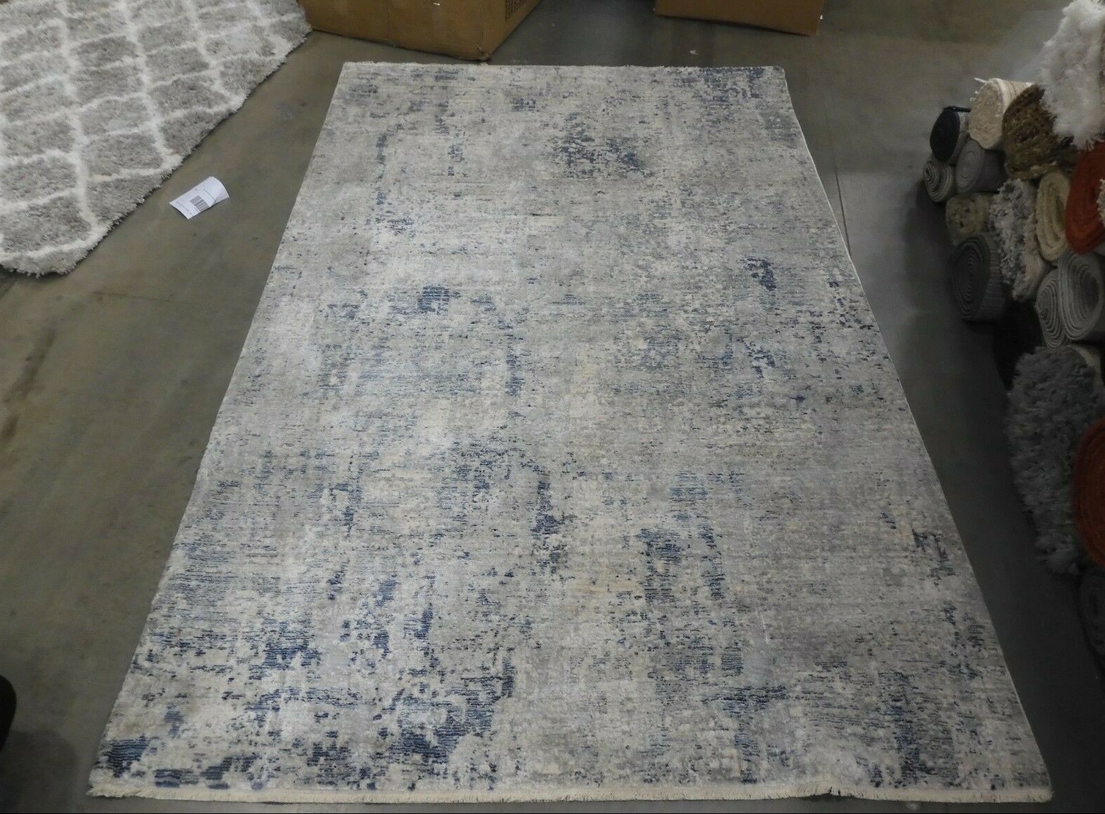 GREY / BLUE 5′ X 8′ Back Stain Rug, Reduced Price 1172625266 WNTB355F-5