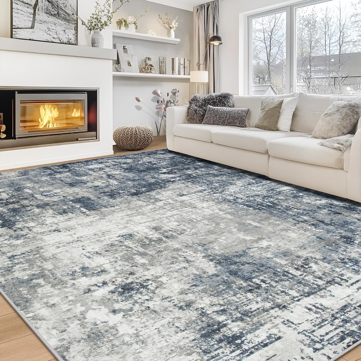8X10 Area Rugs for Living Room Rug Washable: Modern Large Rug for Dining Room Be