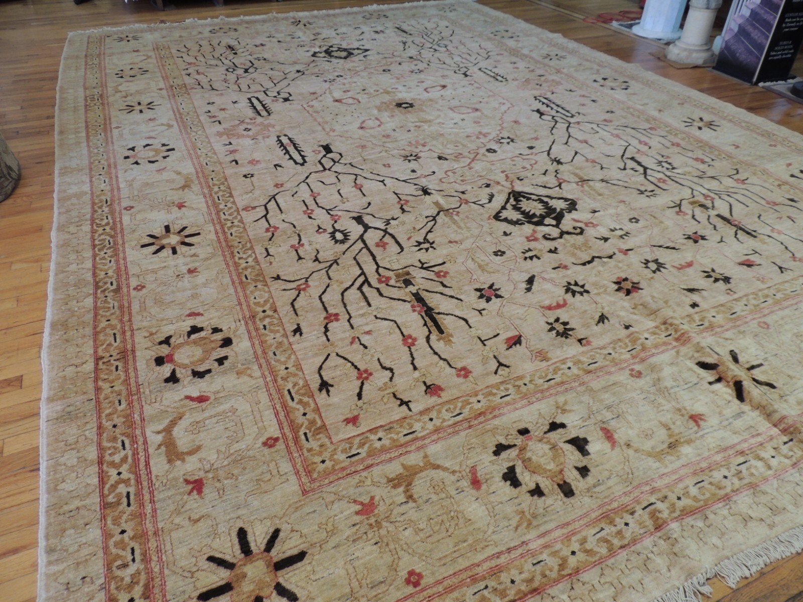 12×15 12×17 Pakistani Area Rug Beige Rust Brown Coral wool