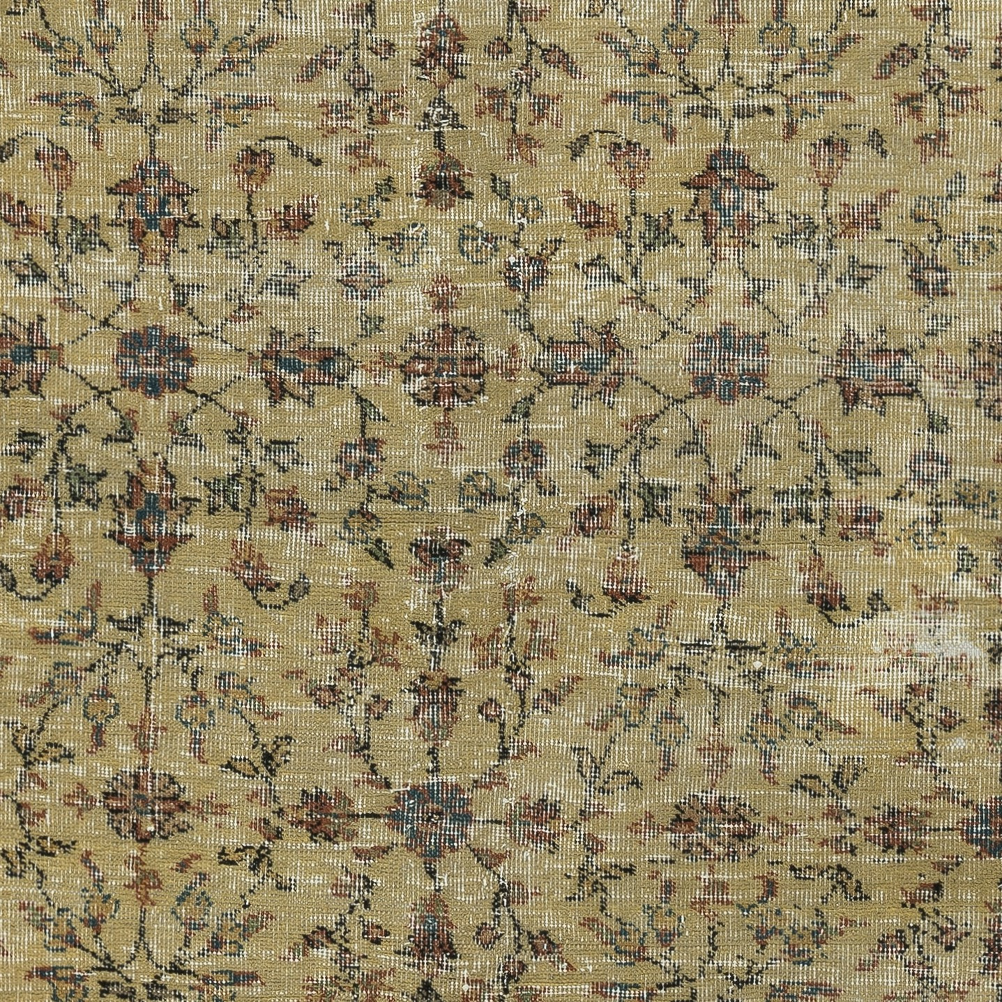 3.5×6 Ft Handmade Floral Patterned Turkish Accent Rug in Yellow Color