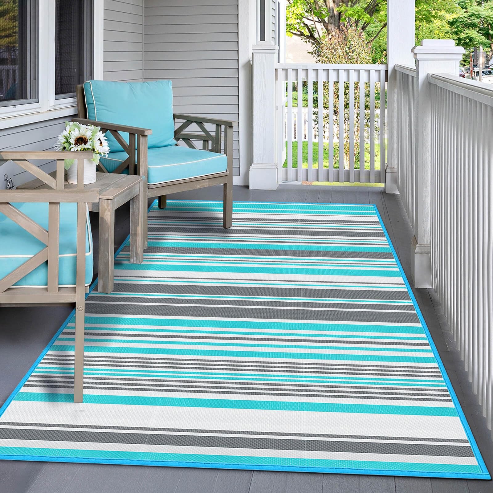 Outdoor Patio Plastic Rug Waterproof – Outdoor Rugs for Camper Outside, Rv, P…