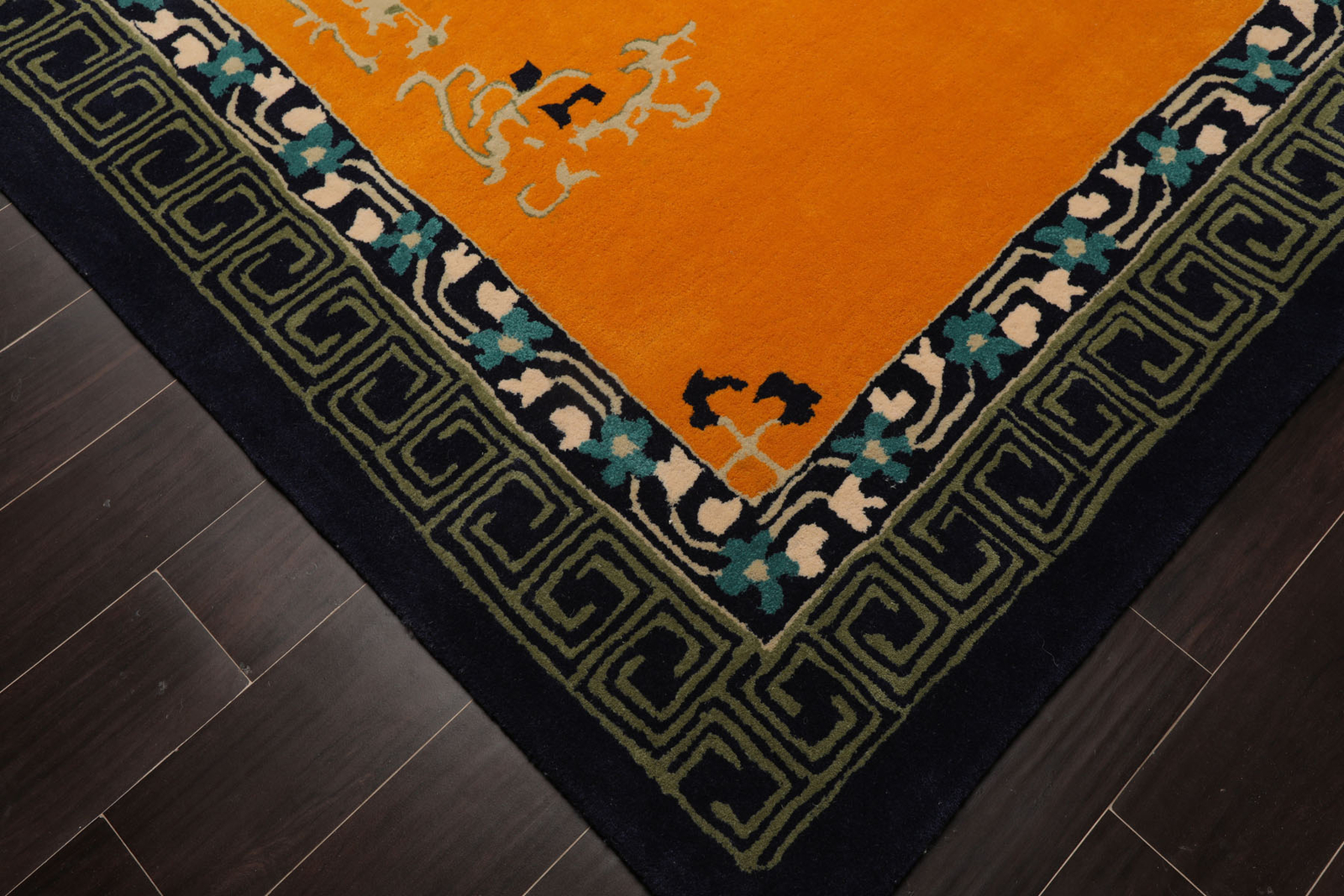LoomBloom Multi Sizes Gold Hand Tufted Chinese Art Deco New Zealand 100%Wool Rug