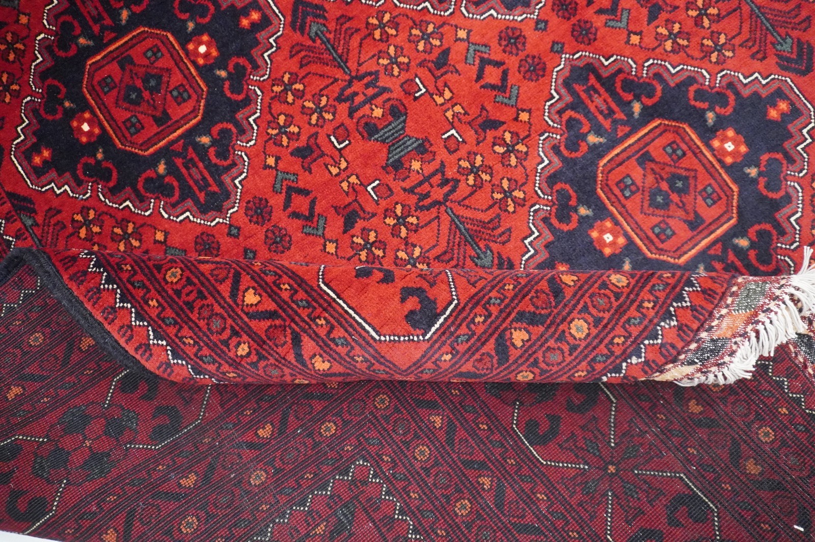 7×10 ft Red Khal Mohammadi Afghan Hand Knotted Wool Area Rug 6’7″x9’5″