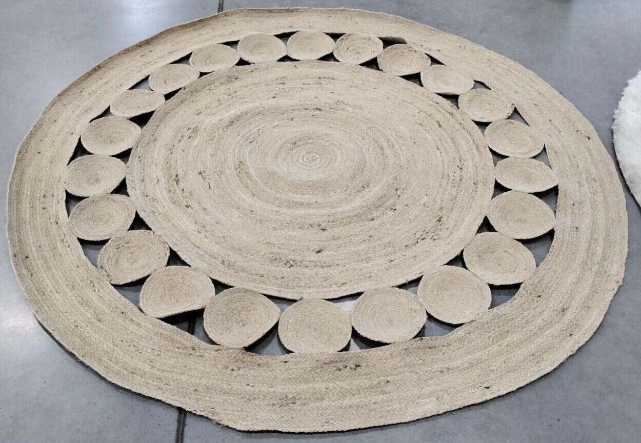 IVORY 6′-6″ X 6′-6″ Round Broken Thread Rug, Reduced Price 1172720895 NF364B-7R