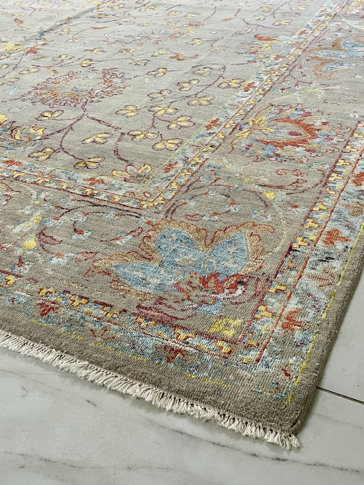 PASARGAD Transitional Abstract Floral Hand-Knotted Silk 9×12 Rug MSRP $11,132