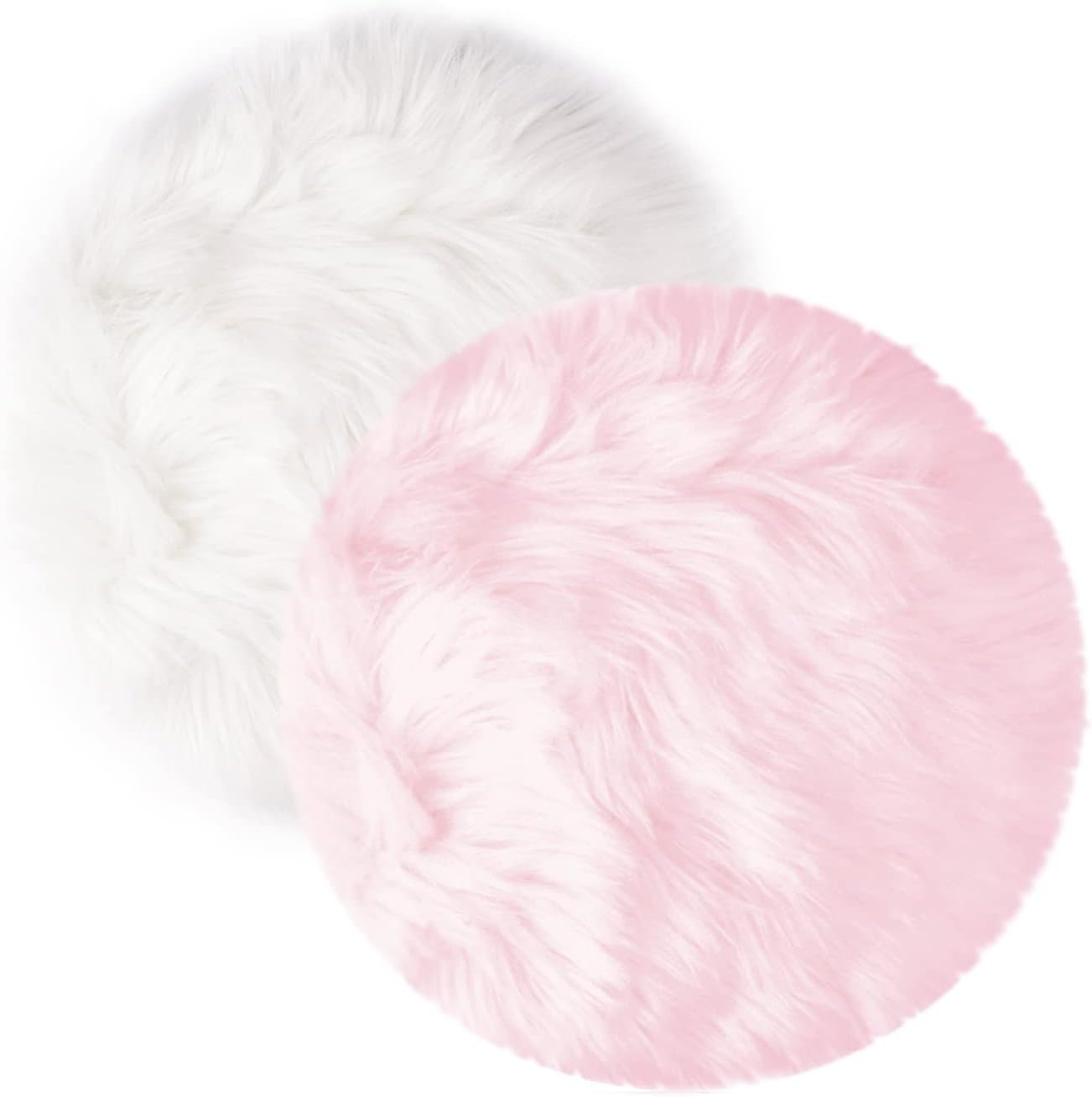 2Pack 12’’ Small Faux Fur Cushion Fluffy Plush Area Rug, Small Product Photo Bac