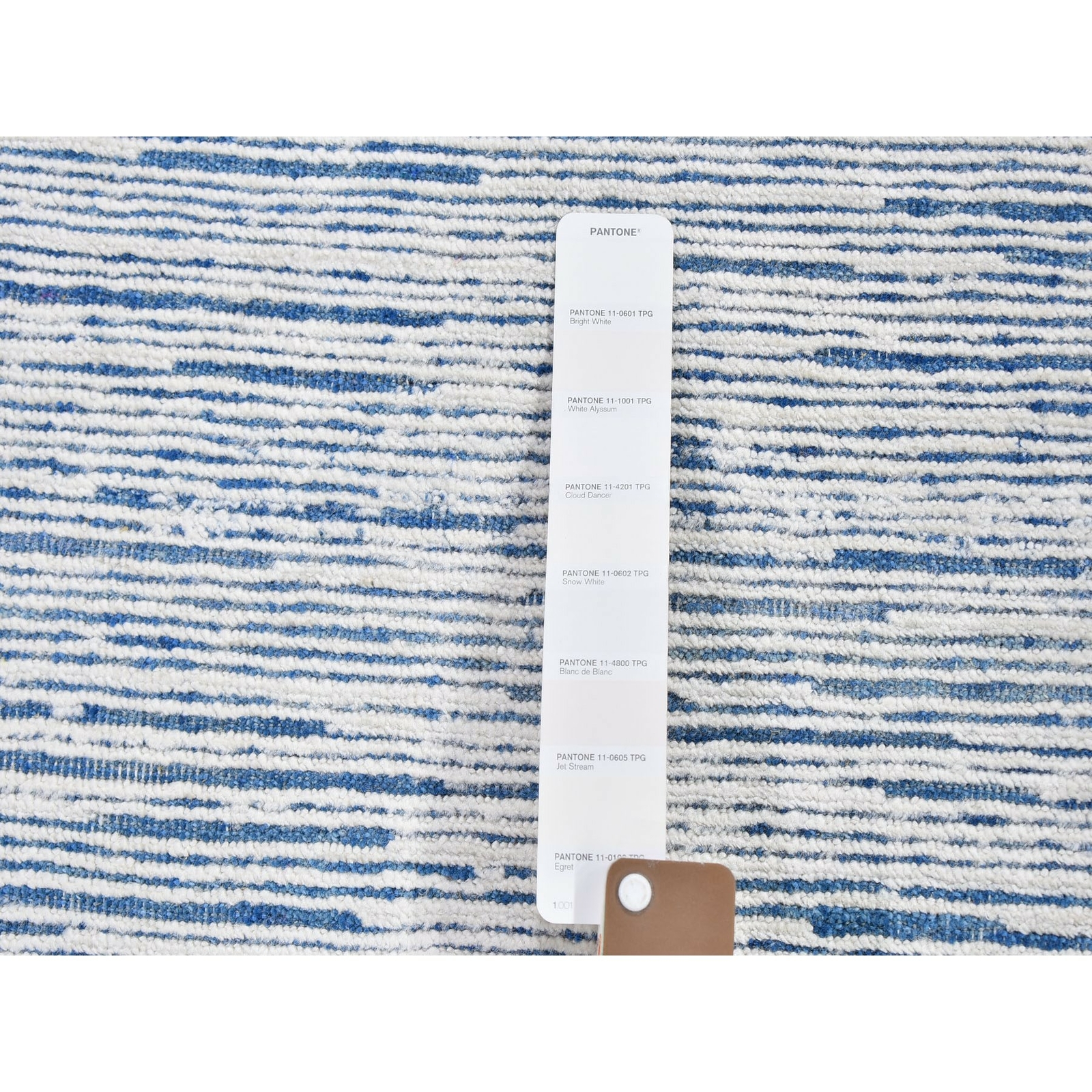 2′ x 3′ Blue Stripe Design Silk Textured Wool Hand Knotted Oriental Rug R59541