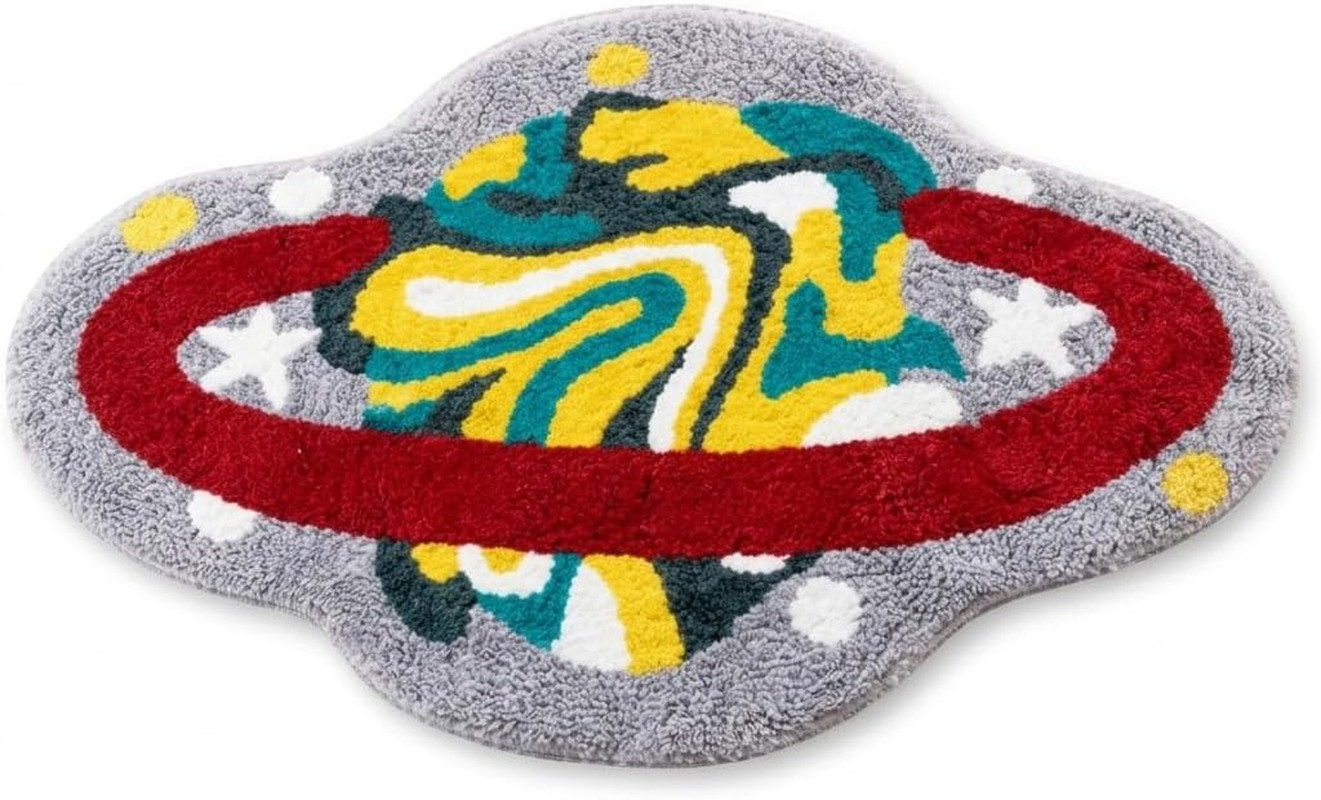 TUFTLAB Abstract Planet Tufted Rug, Irregular Shaped Space Area Rug with Ring De
