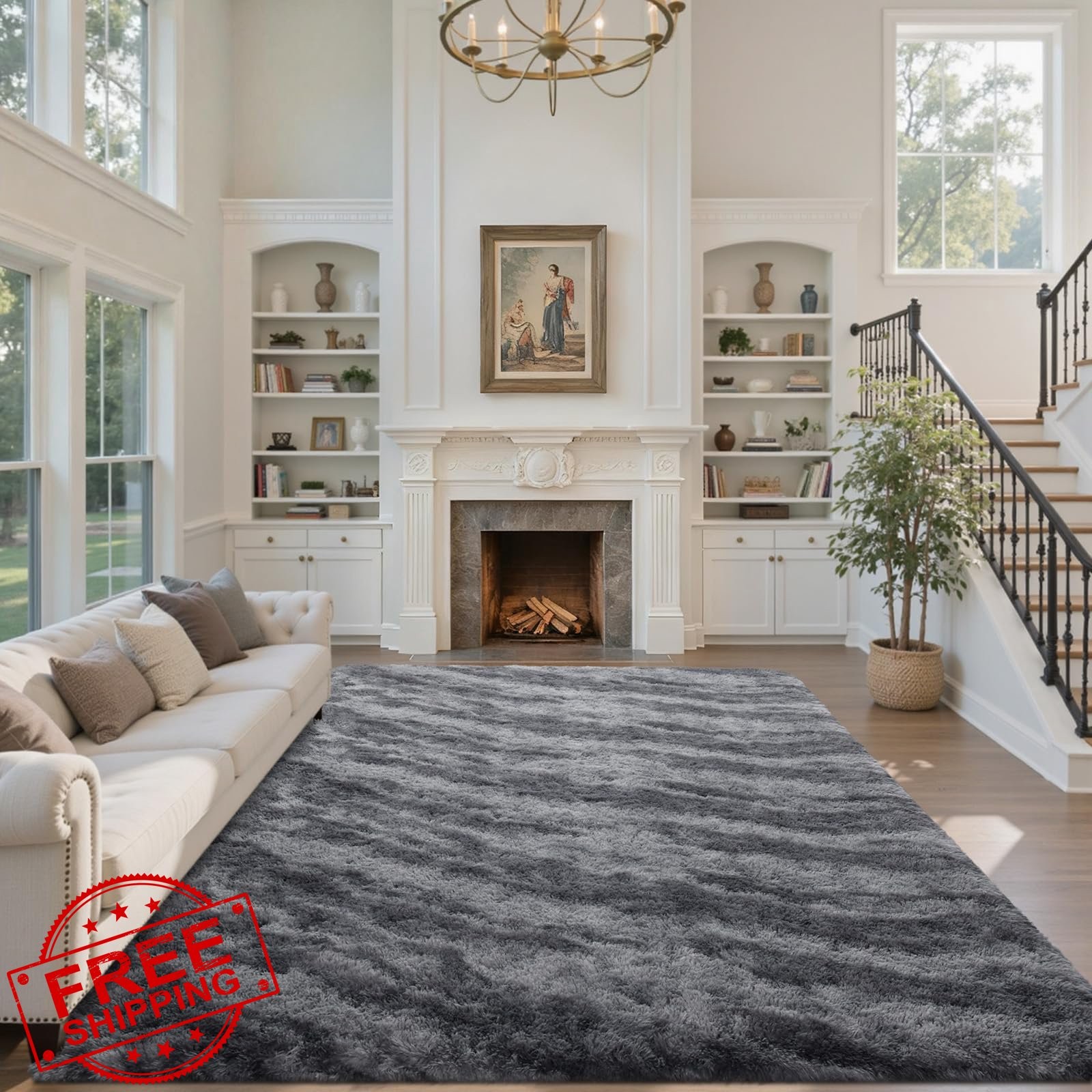 LòutiRoot Home 8’x10′ Rug Grey