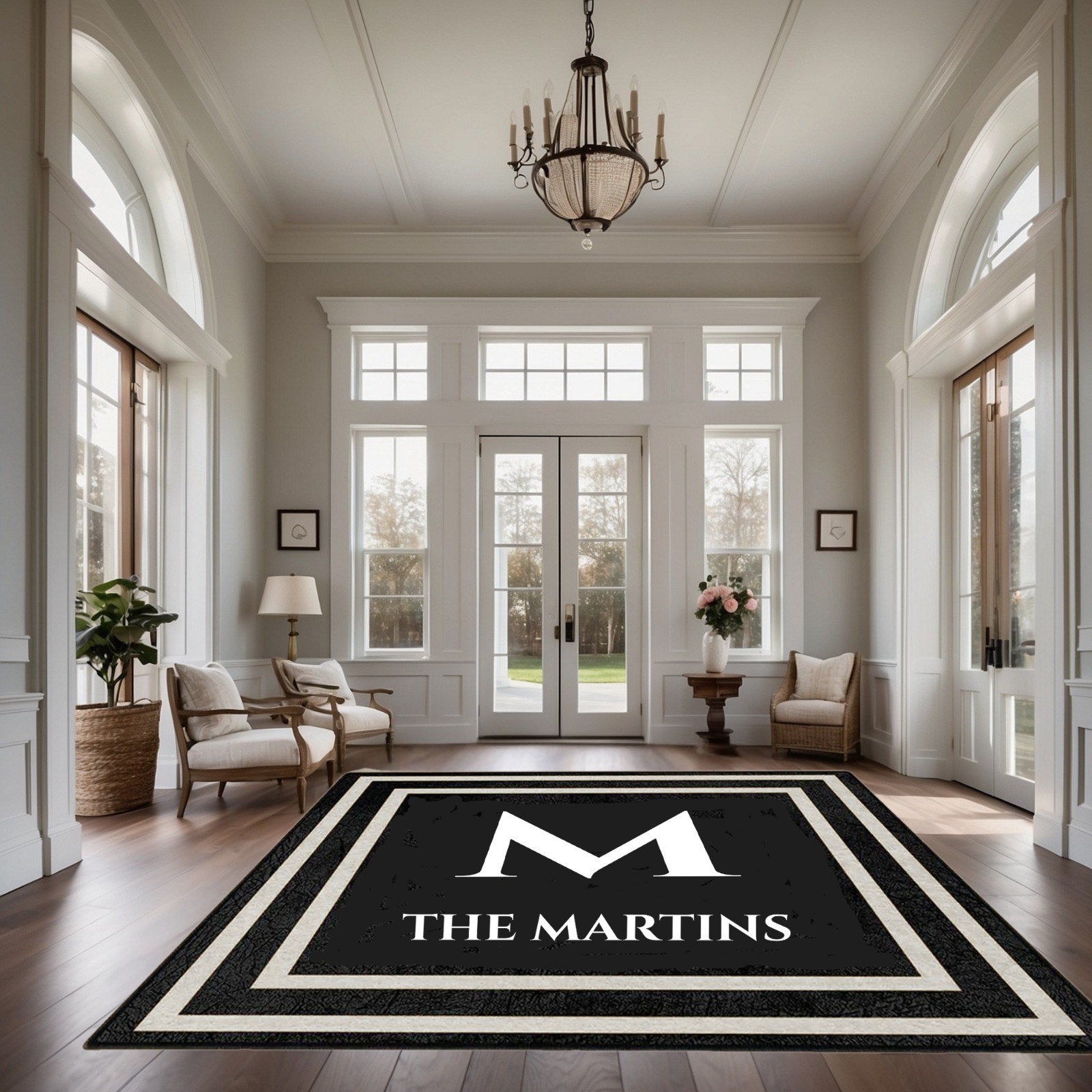 Luxury Personalized Family Name Rug | Custom Monogram Entryway Carpet