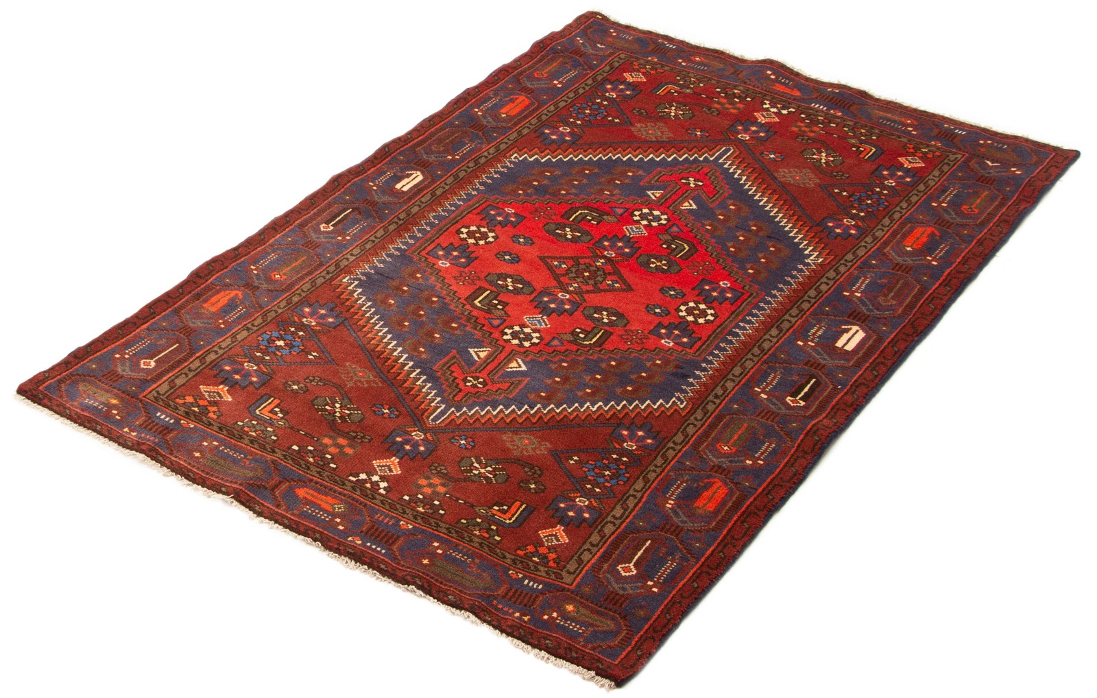 Vintage Hand-Knotted Area Rug 4’1″ x 6’3″ Traditional Oriental Wool Carpet