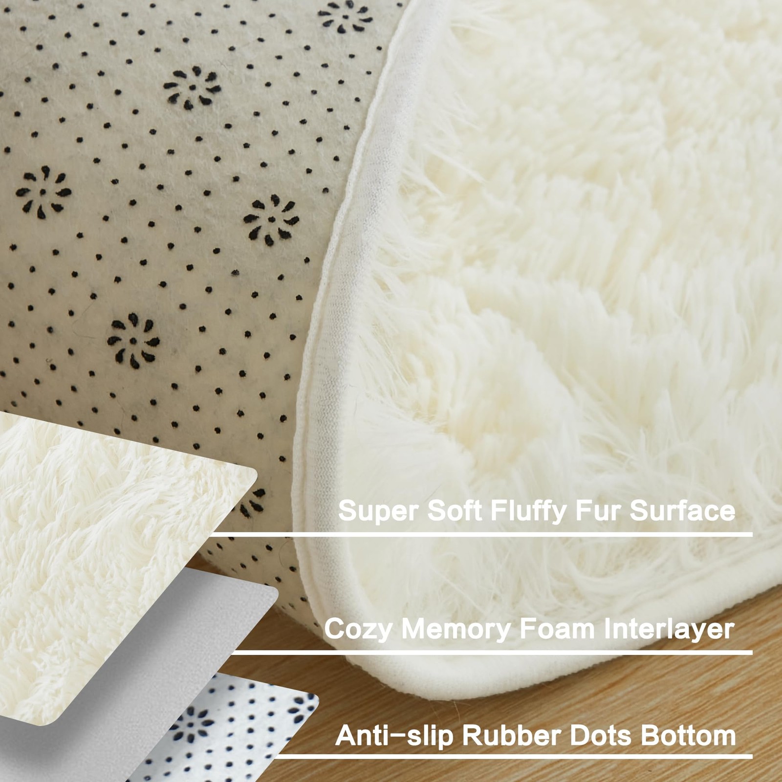 Andency Cream 5×8 Fluffy Shaggy Area Rug for Living Room Bedroom Soft Bedside
