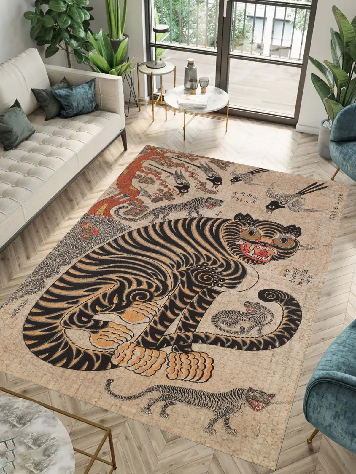 Korean Art, Asian Art, Korean Painting, Japanese Tiger Painting, Tiger Carpet