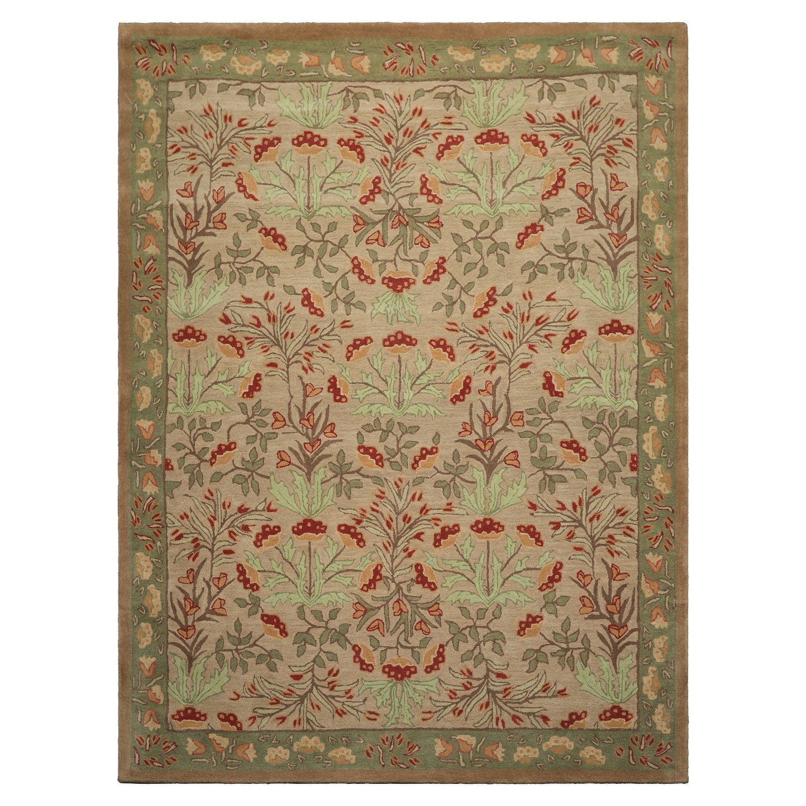 Multi Size Handmade Transitional Wool Botanical Floral Area Rug Beige