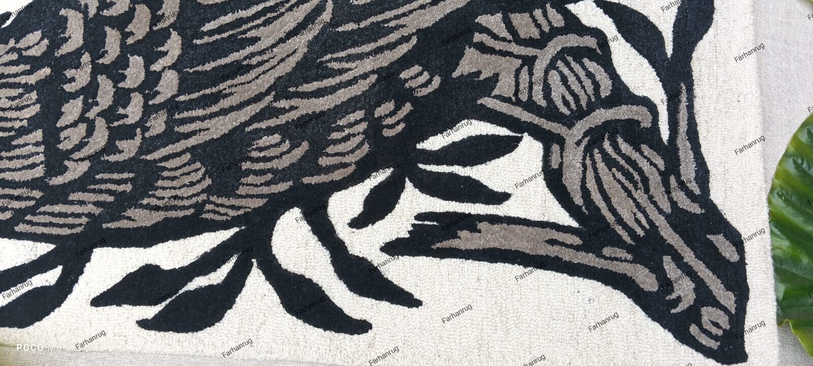 Black Crow Sitting On A Branch Hand Tufted Beautiful Woollen Nice Viscose Silk