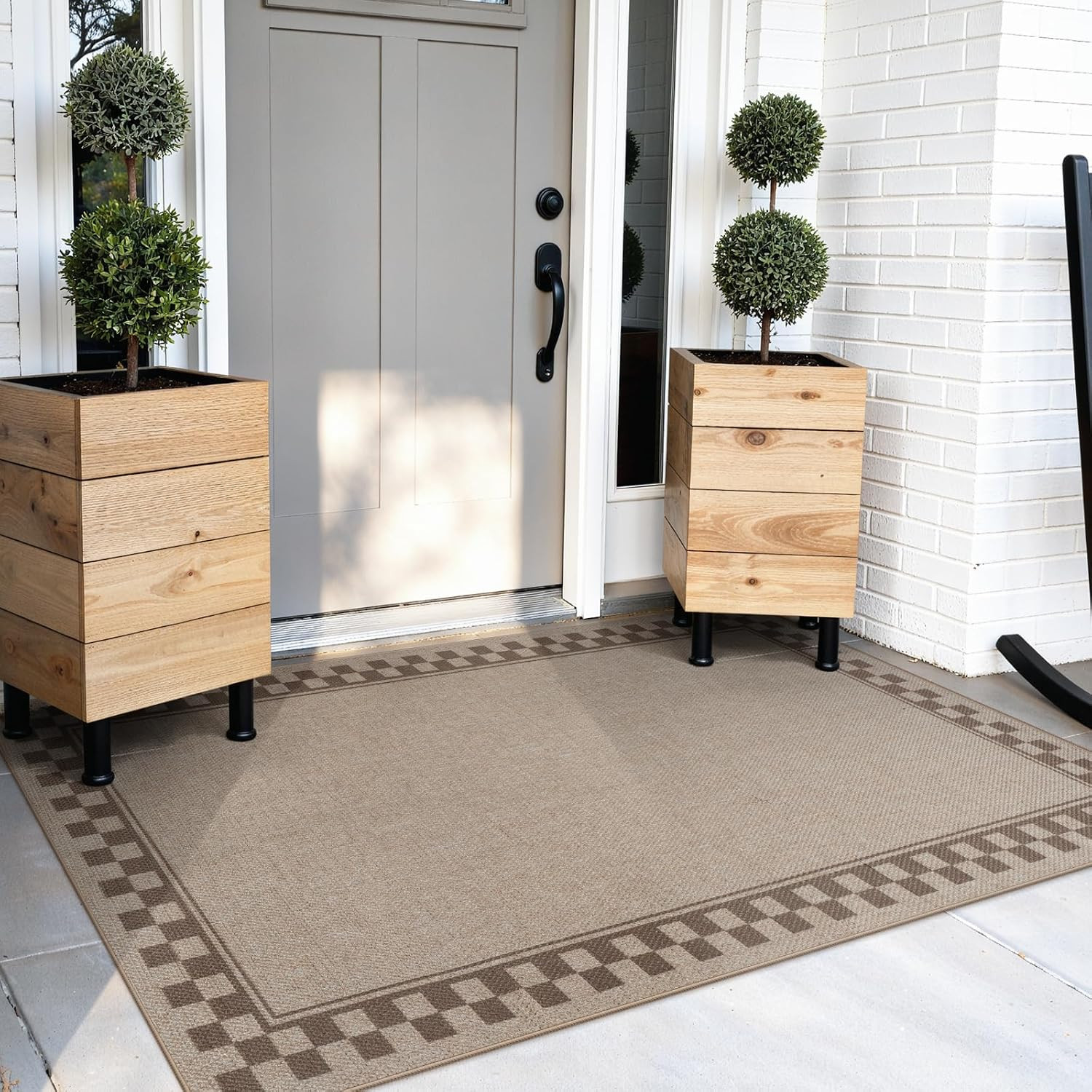 Washable 3X5 Jute Rugs for Entryway, Farmhouse Indoor Outdoor Mat, Non-Slip
