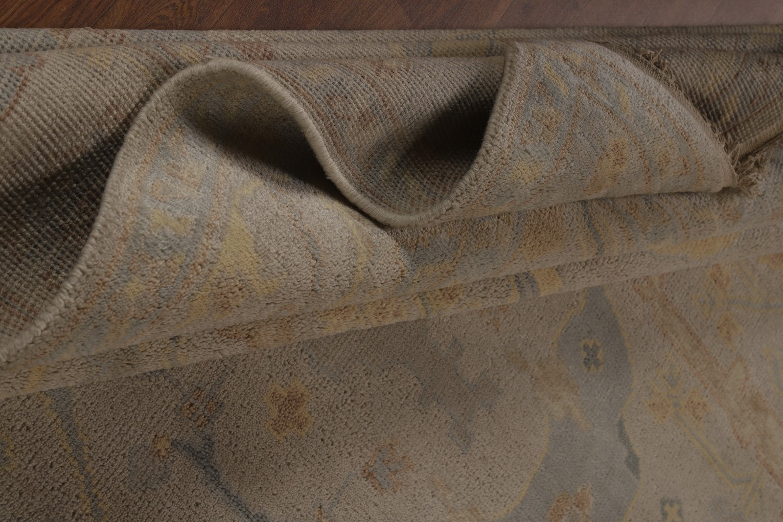 Earth Tone Camel Oushak Style Area Rug 8×10 Ft Hand-Knotted Indian Wool Carpet