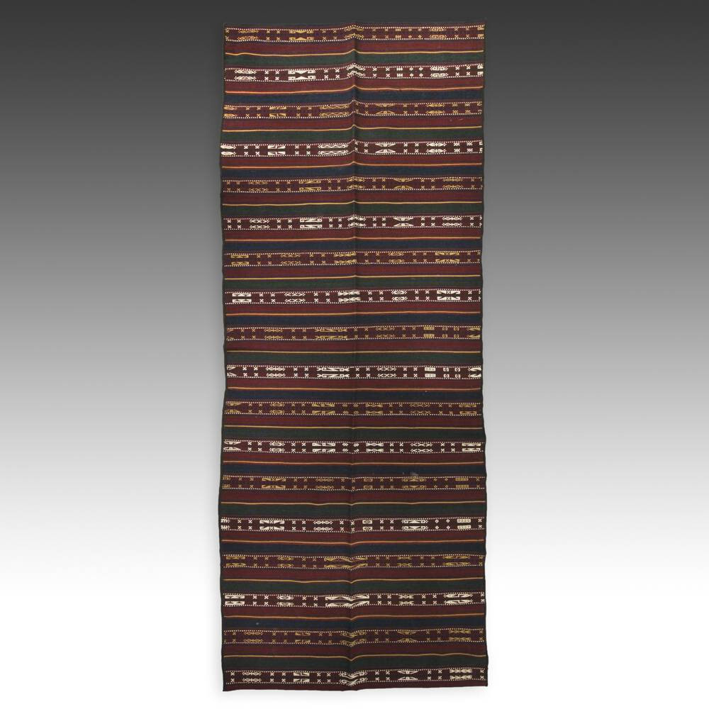 GAJARI FLATWEAVE RUG WOOL UZBEKISTAN CENTRAL ASIA TEXTILES 20TH C.