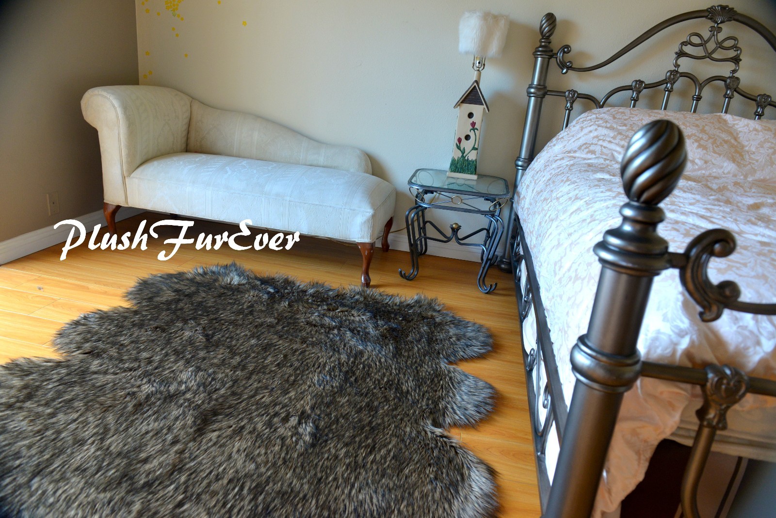 48″ x 58″ Black Tip Wolf Sheepskin Shape Lodge Cabin Decor Accents Home Rug 4*5