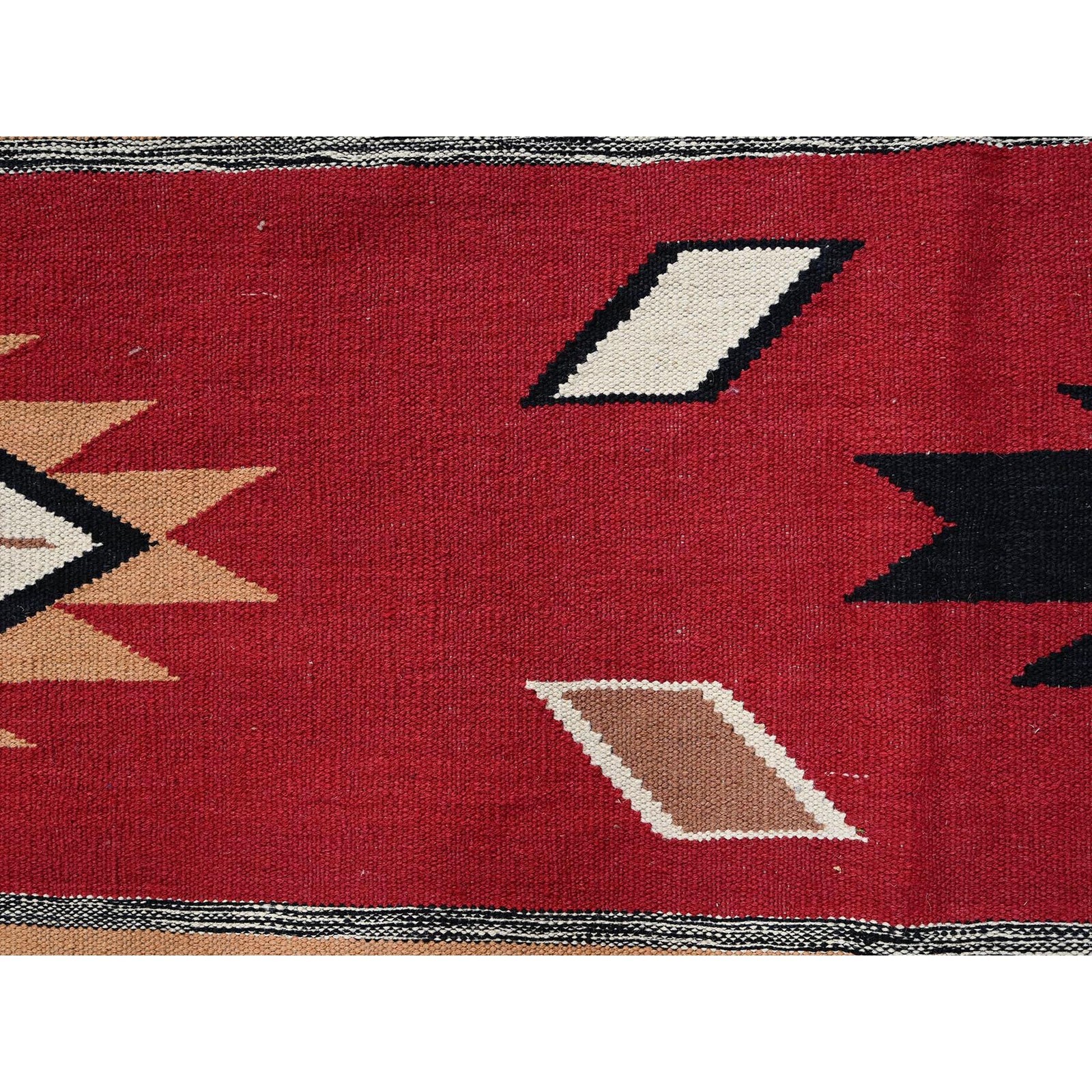 9’2″x11’9″ Red Southwest Geometric Design Flat Weave Hand Woven Wool Rug 2311