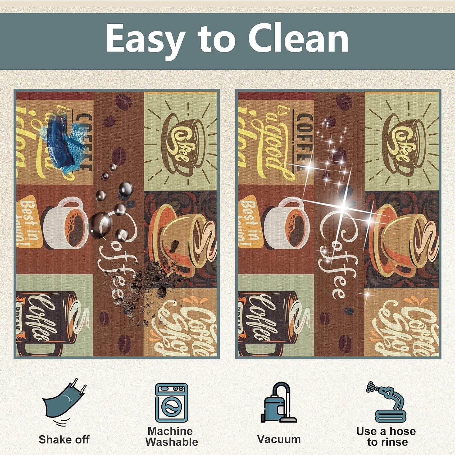 STYLISH Non-Slip Kitchen Mats Set: 17″x48″ & 17″x24″, Easy-Care for Busy Homes