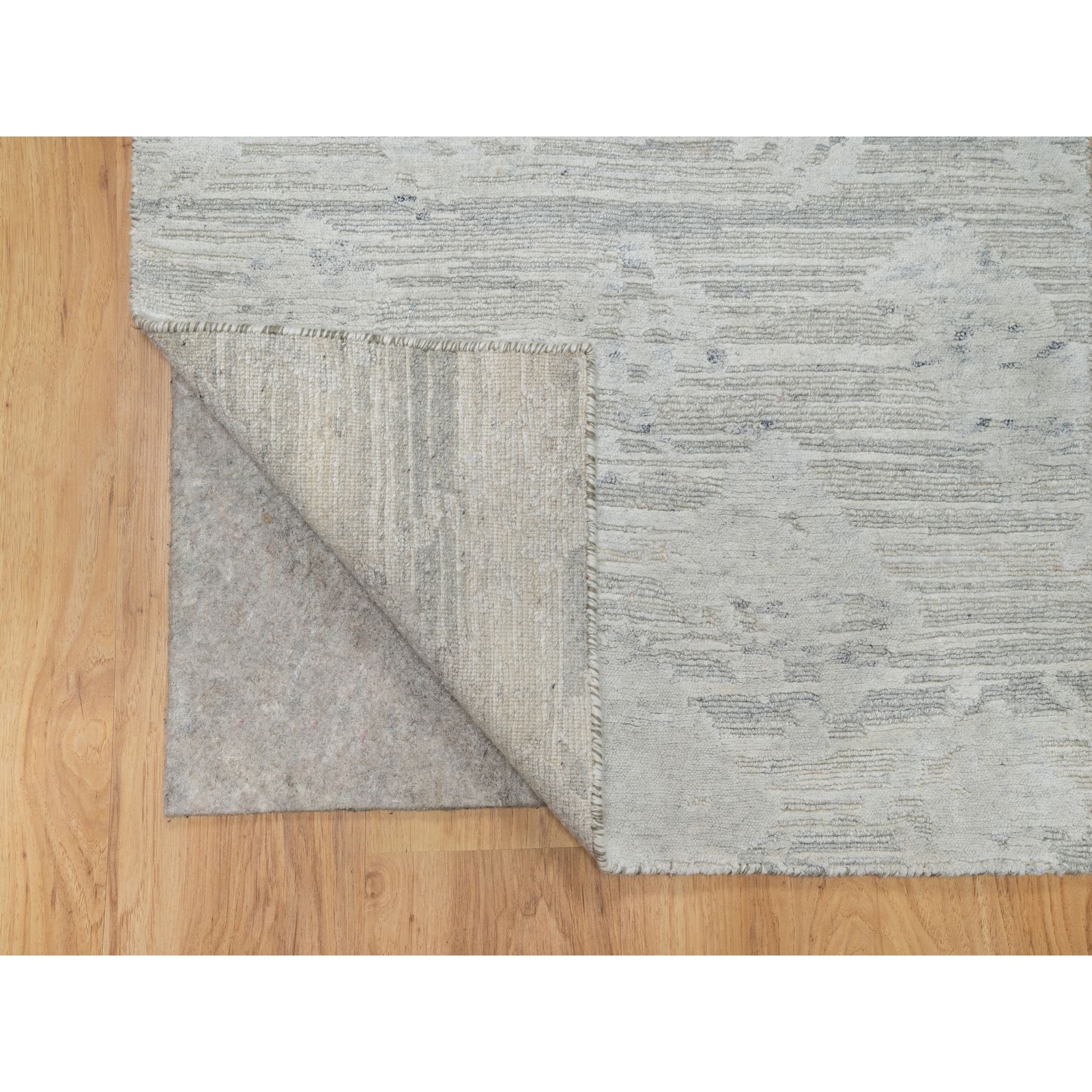 2’6″x15’9″ Gray Undyed Natural Wool Hand Knotted Modern XL Runner Rug R90845