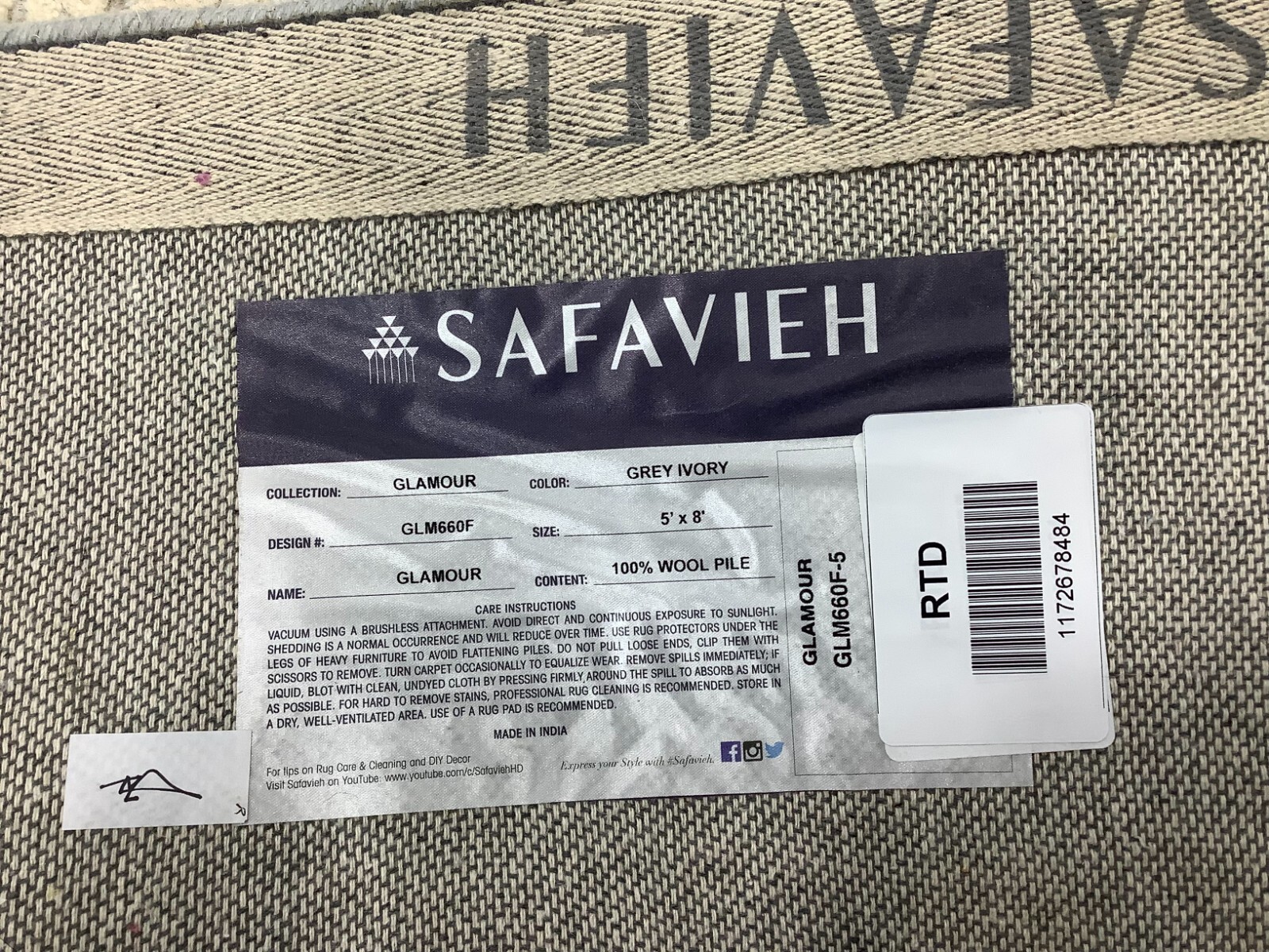 GREY / IVORY 5′-0″ x 8′-0″ Flaw in Rug, Reduced Price 1172678484 GLM660F-5