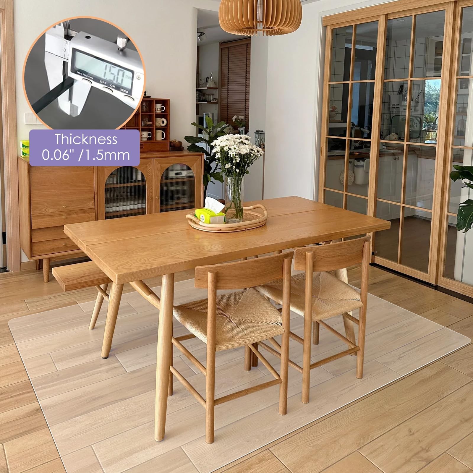 Area Mat for Hard Floor, 3’×5′ Clear Area Rug for Home, PVC Non-Slip Floor Pr…