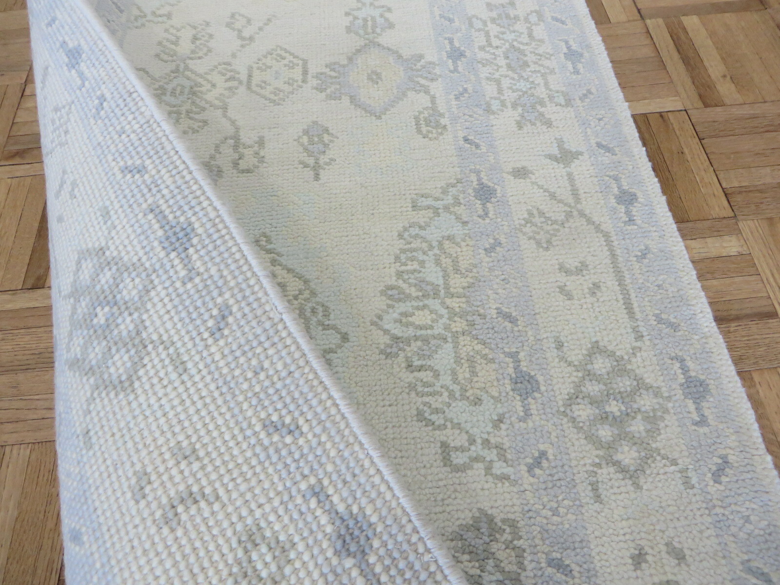 2’9 x 14’10 Runner Hand Knotted Ivory Modern Oushak Oriental Rug G16809