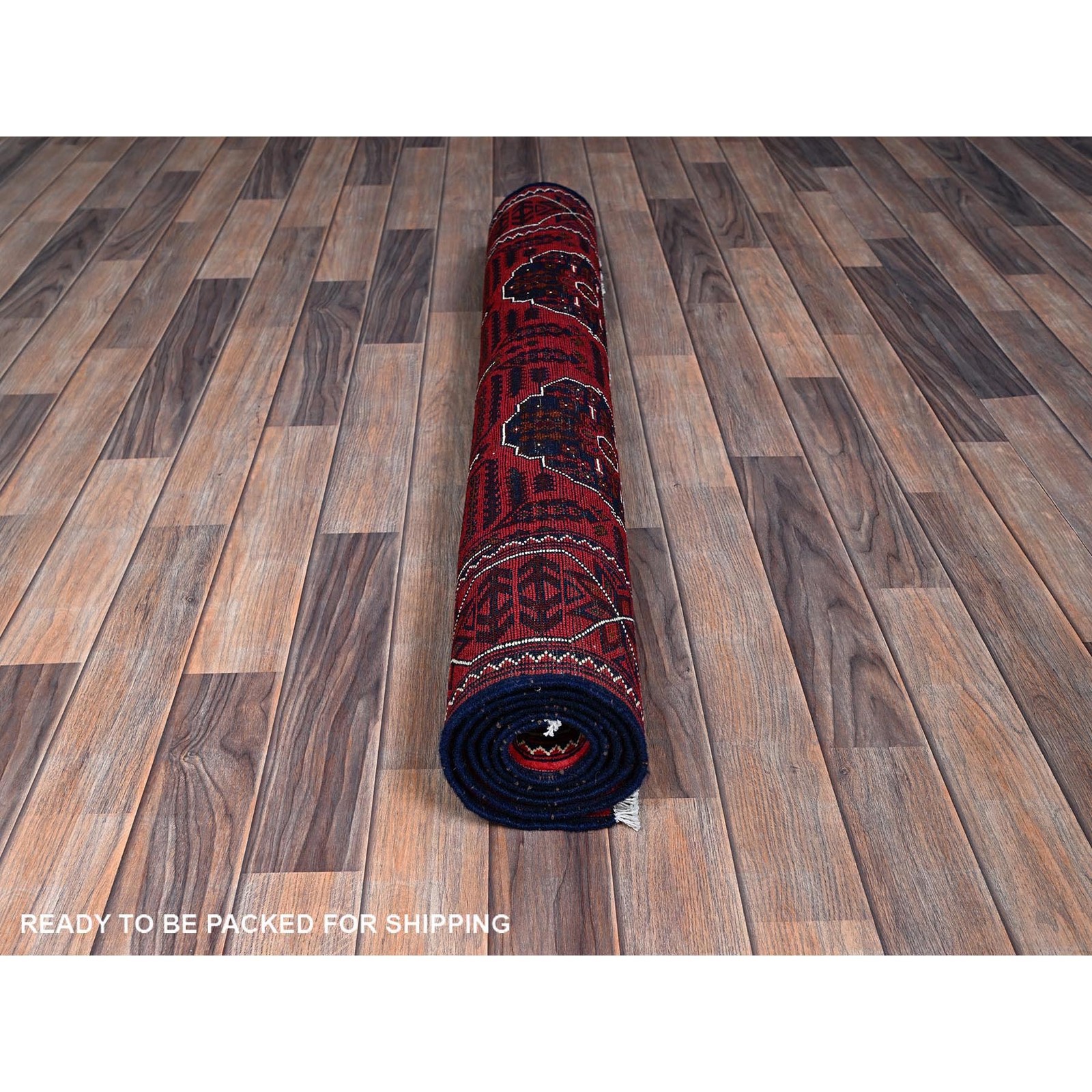 4’x6’4″ Red Afghan Khamyab Tribal Medallions Design Wool Hand Knotted Rug R669