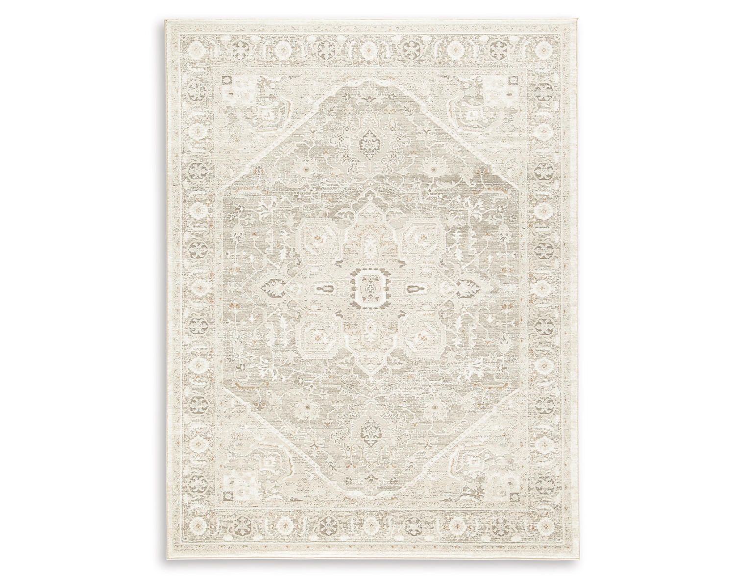 Signature Design by Ashley Gatwell 5′ x 7′ Rug, Ivory White,Gray & Tan