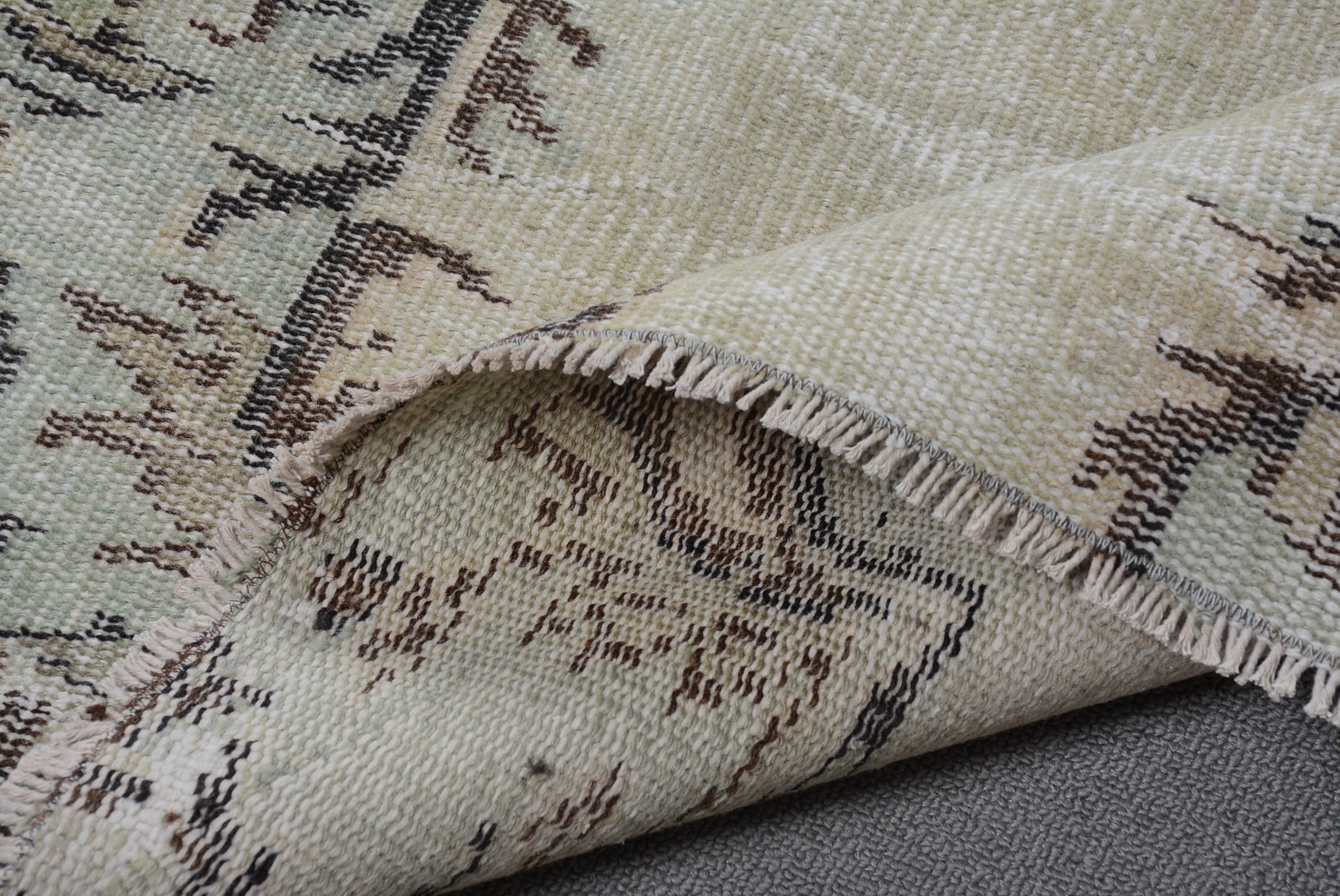 4,1×8,4 ft Rug, Vintage Turkish Rug, White Wool Rug