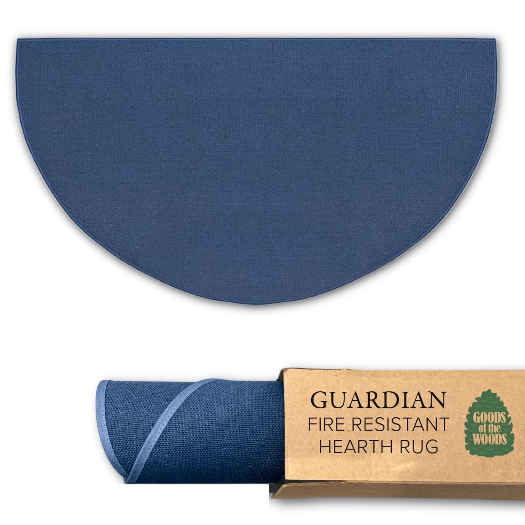 Blue 5 ft Half‑Round Fiberglass Hearth Rug – Fireproof 1000 °F Protection, NF…