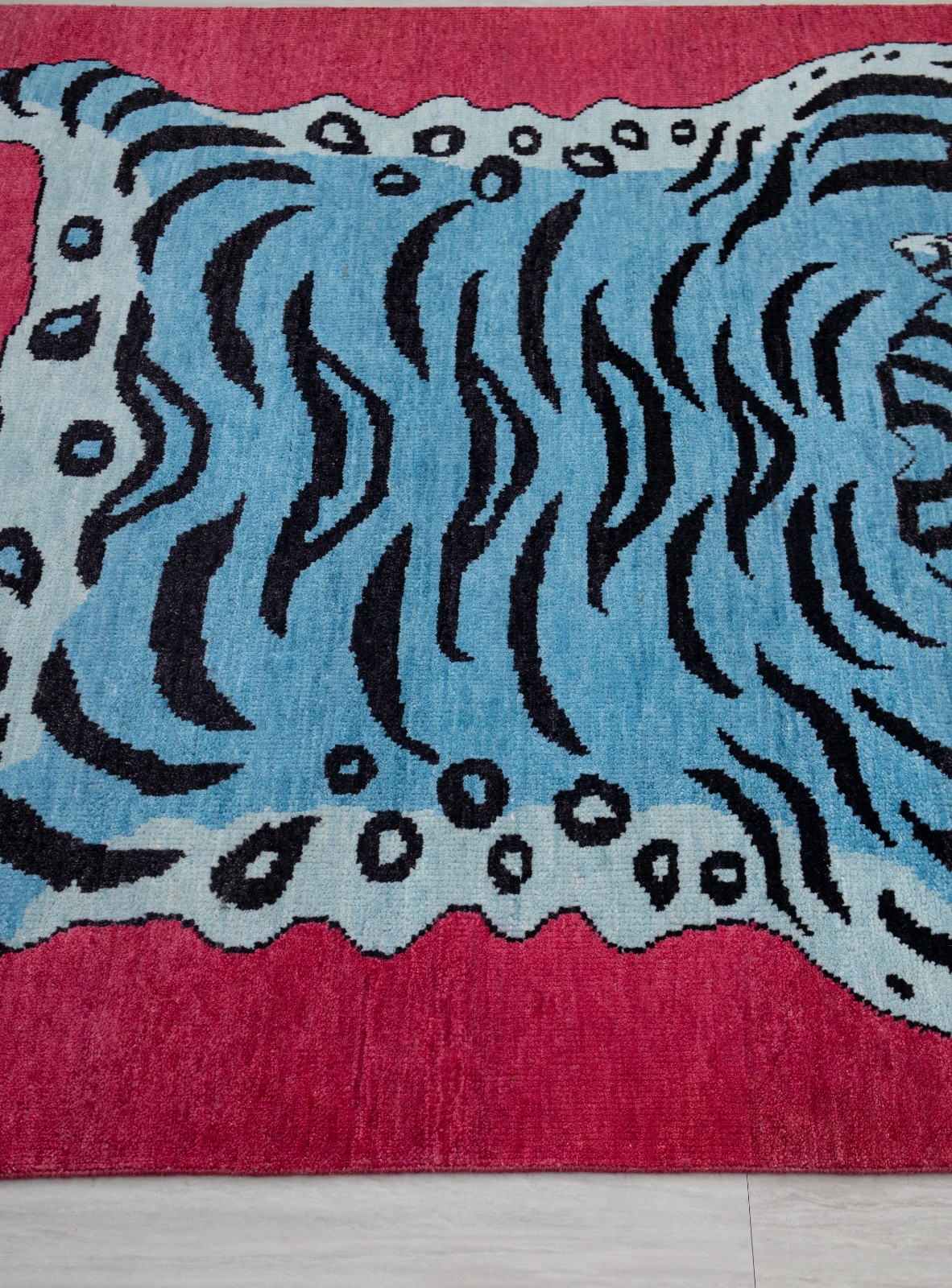 5×7 Blue Pink Tibetan Tiger Soft Quality Wool Hand Knotted Children’s Room Rug