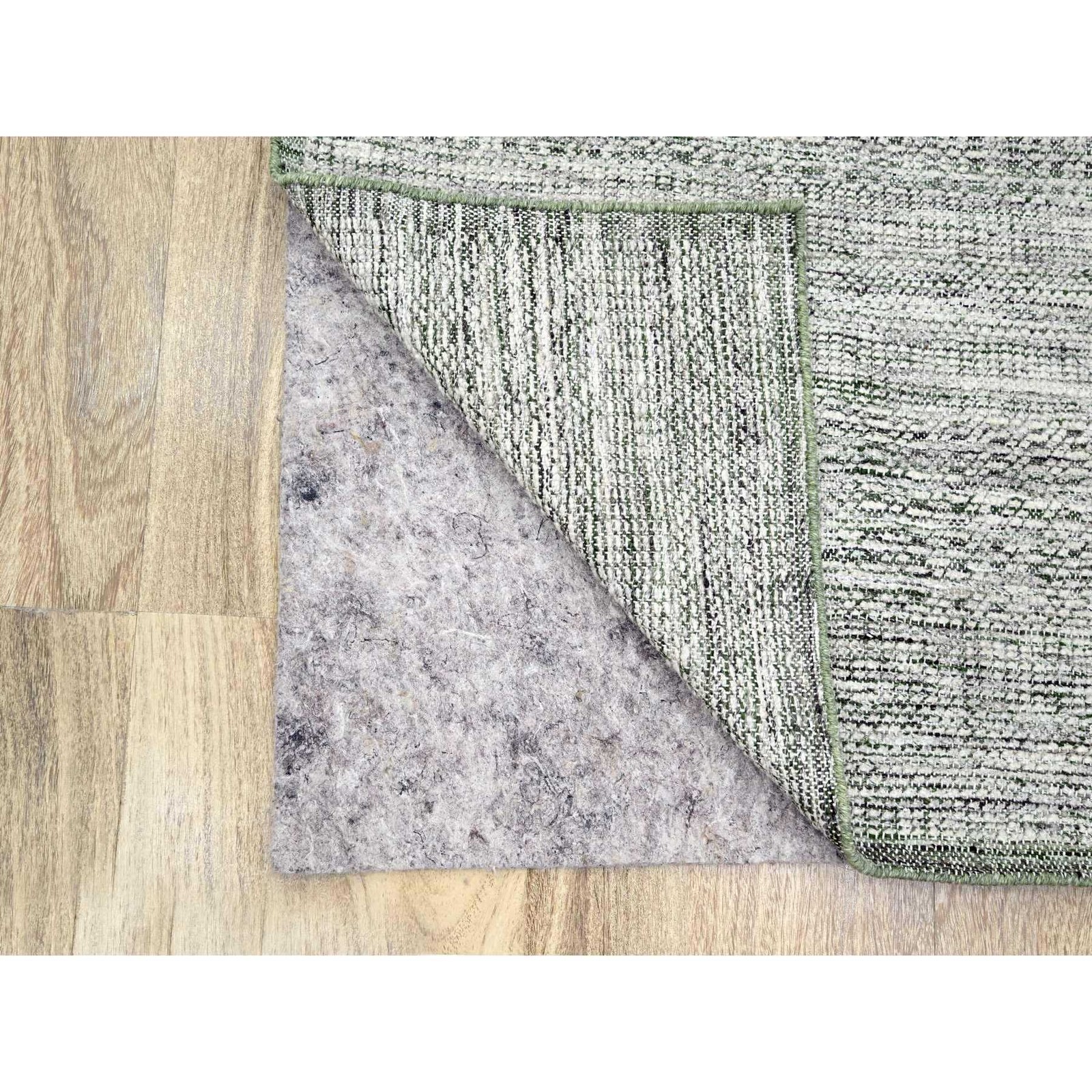 2’7″x8′ White & Green Hand Knotted Oxidized Grass Design Wool Runner Rug R76251