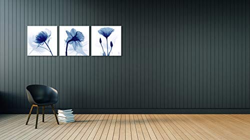 Blue Flowers 3 Panels Canvas Print Wall Art Modern Pictures 24x24inchx3pcs