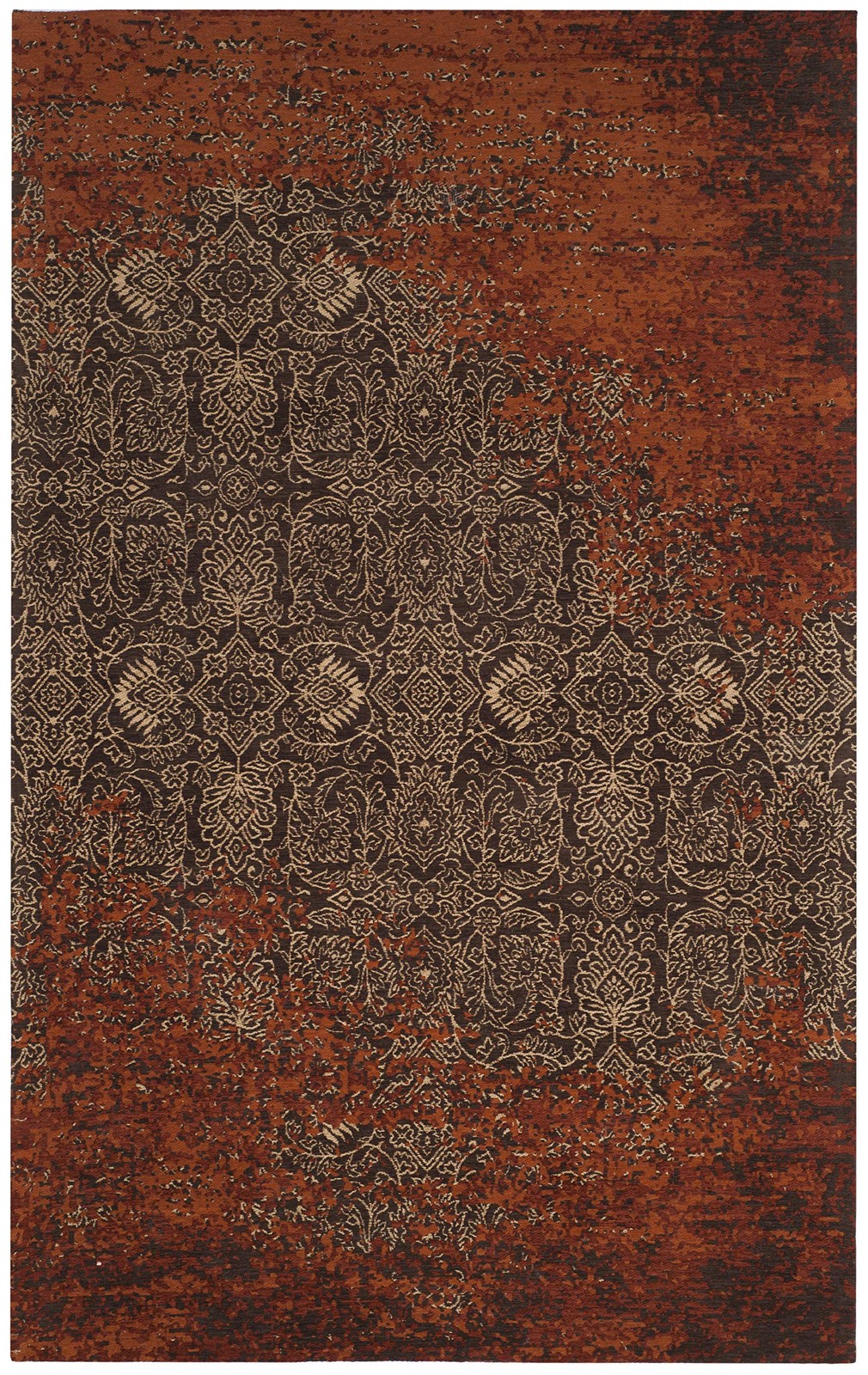 Classic Vintage Collection Area Rug – 6′ x 9′, Rust & Brown, Distressed Desig…
