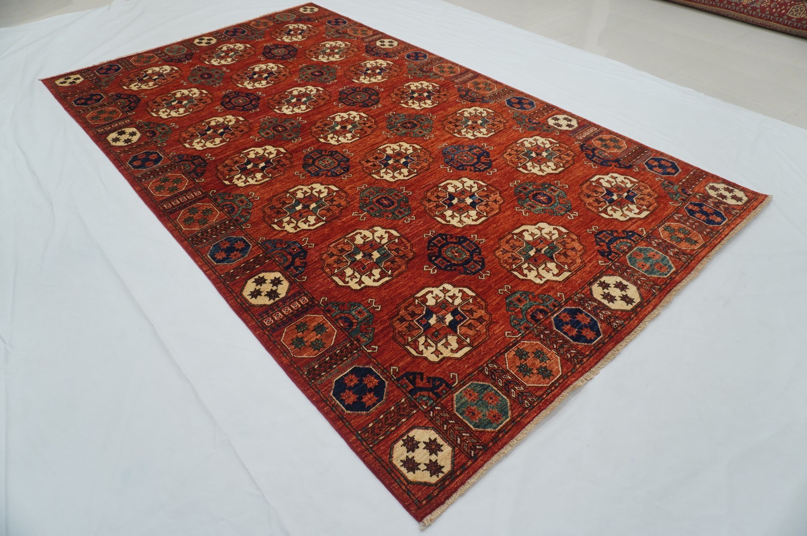 5’10″x10′ Red Tekke Afghan Hand Knotted Wool Area Rug