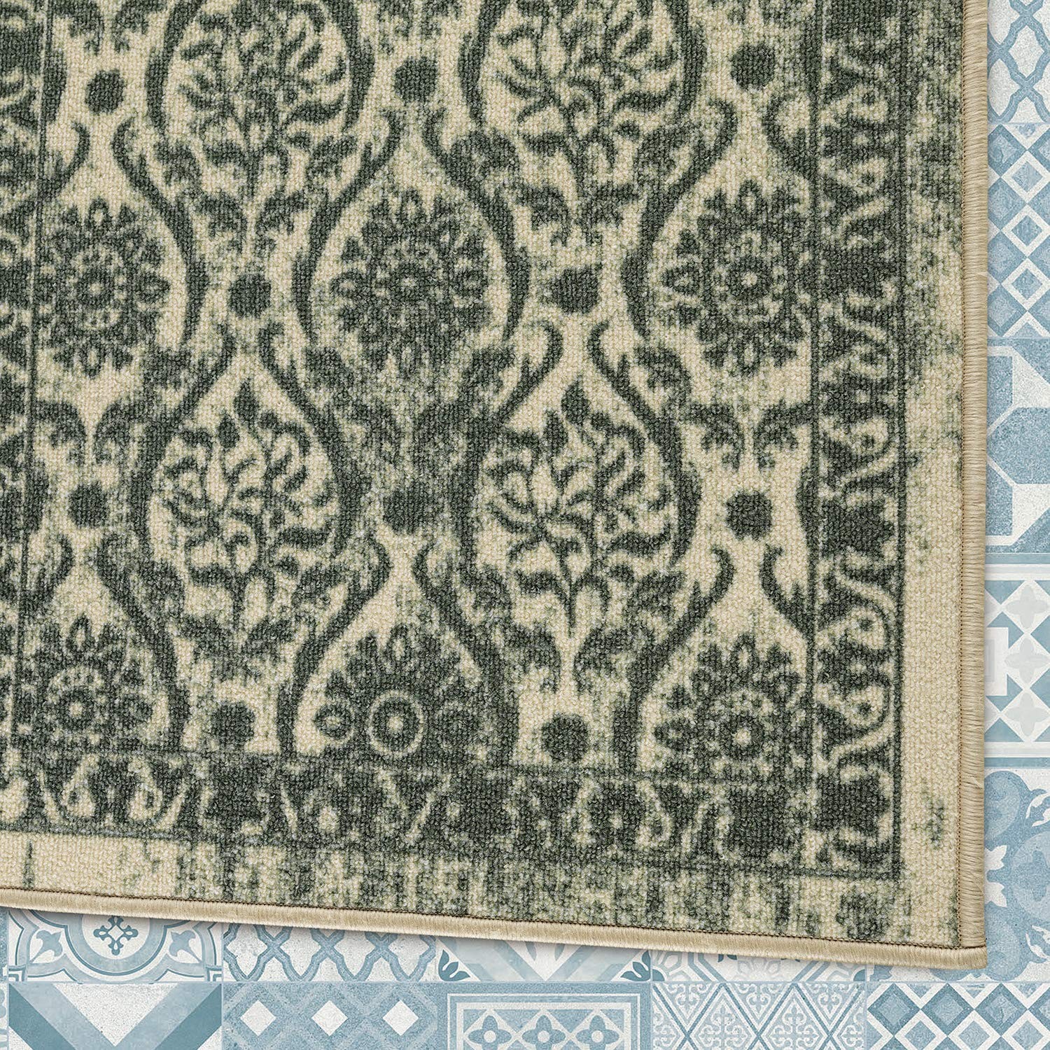 Antep Rugs Alfombras Non-Skid (Non-Slip) 2×7 2′ x 7′ (Rectangular), Green